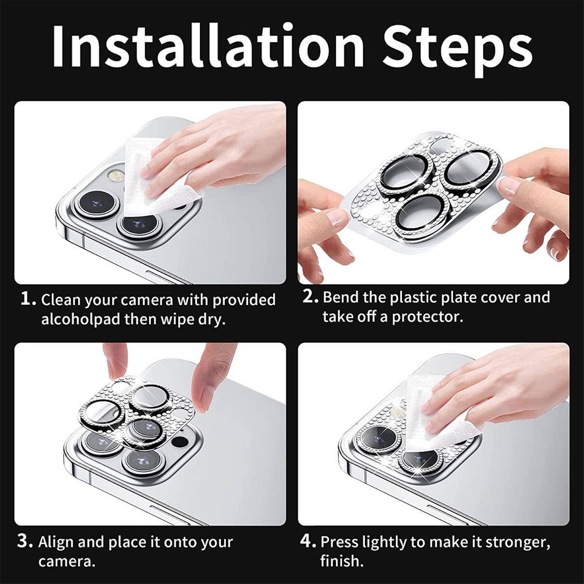 Für Apple iPhone 15 Pro / Pro Max Glitzer Schutzglas Kamera Linse