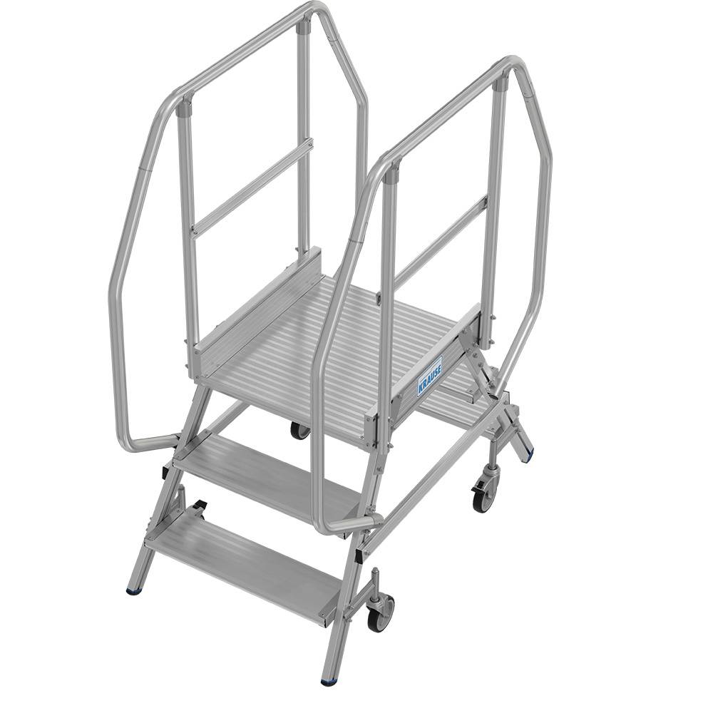 Krause - PodestLeiter fahrbar - beidseitig begehbar - Aluminium - 2 x 3 Stufen - Preis per Stück