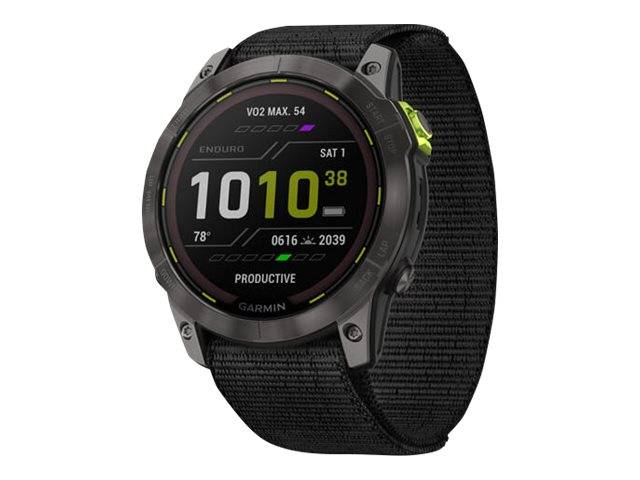 Garmin Enduro 2 - Sportuhr mit Riemen - UltraFit Nylongewebe - schwarz - Handgelenkgröße: 110-220 mm - Anzeige 3.556 cm