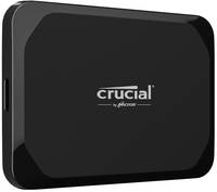 Black Crucial von Micron tragbares externes Speicherlaufwerk, das auf einem Produktverpackungsbild gezeigt wird.