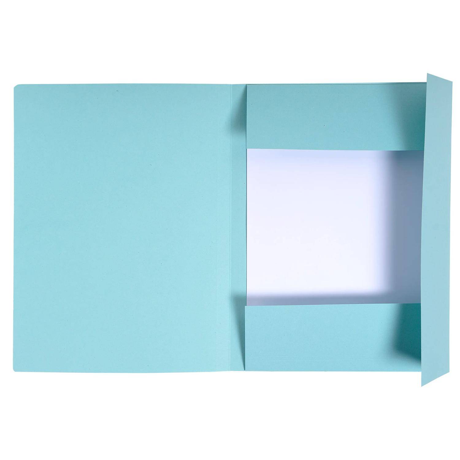 Exacompta 50x Aktenmappe + Index, 3 Klappen, 24x32cm für A4, Hellblau, 448006E