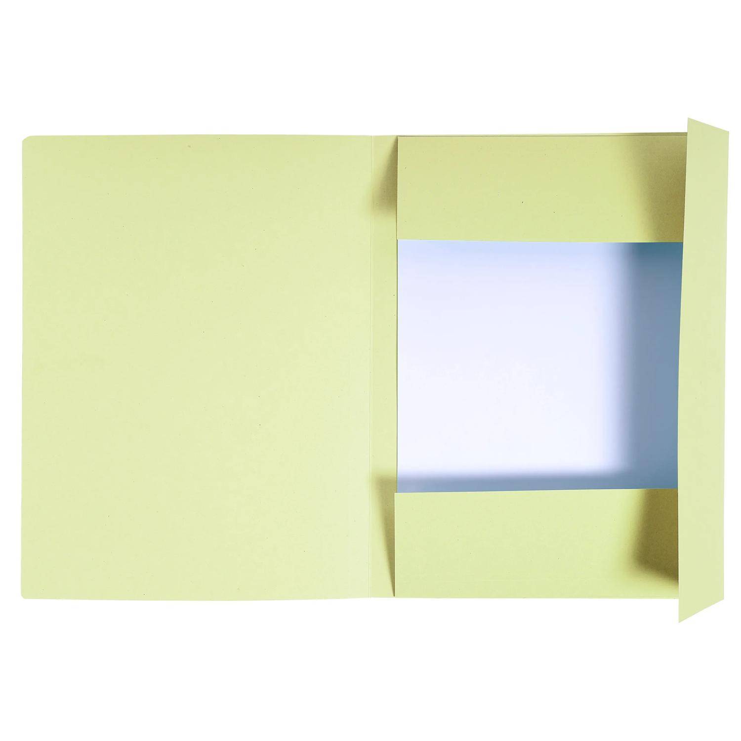 Exacompta 50x Aktenmappe + Index, 3 Klappen, 280g, 24x32cm für A4, Gelb, 448005E