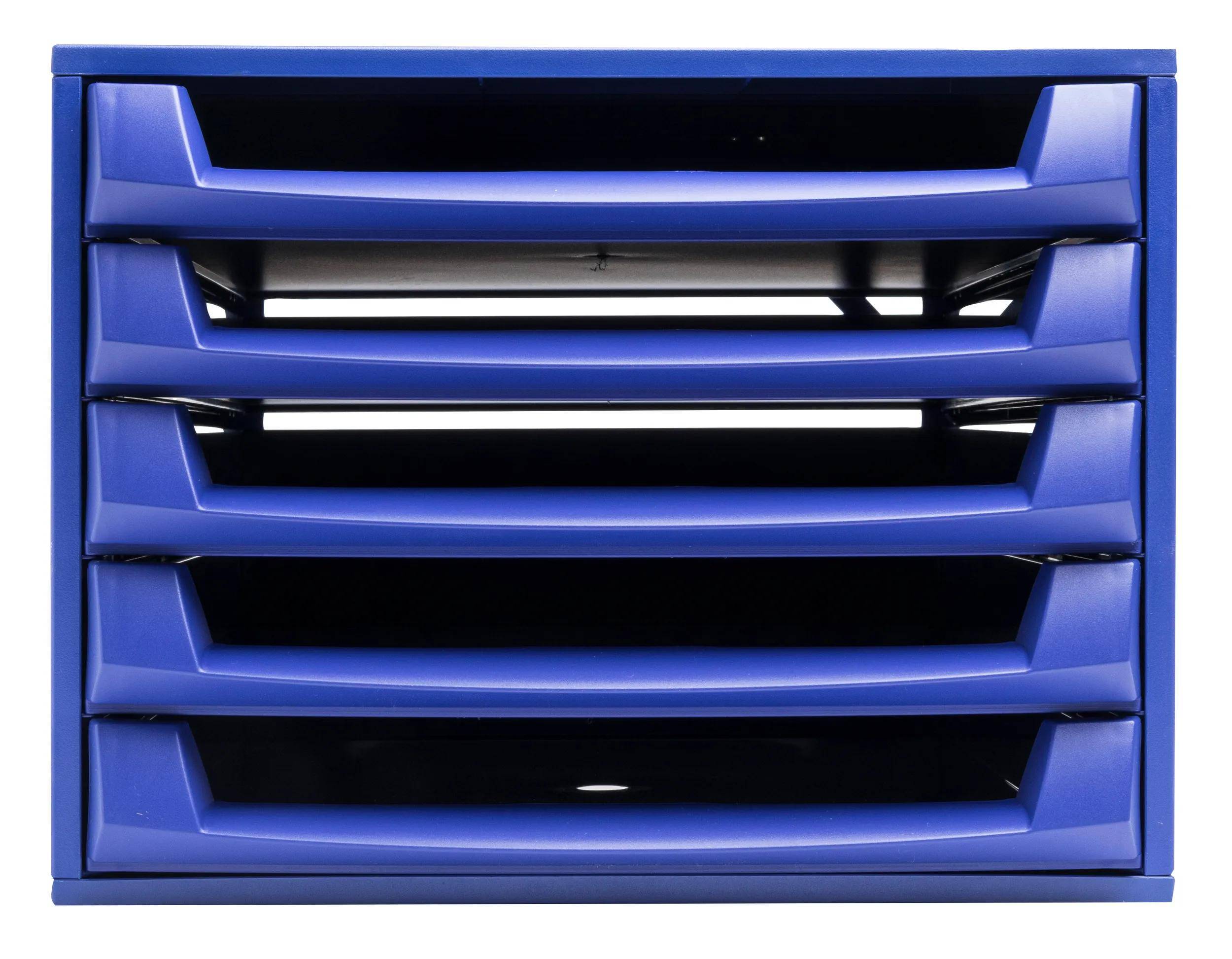 Exacompta Schubladenbox THE BOX, 5 offene Schubladen, - Kobaltblau - 221101D