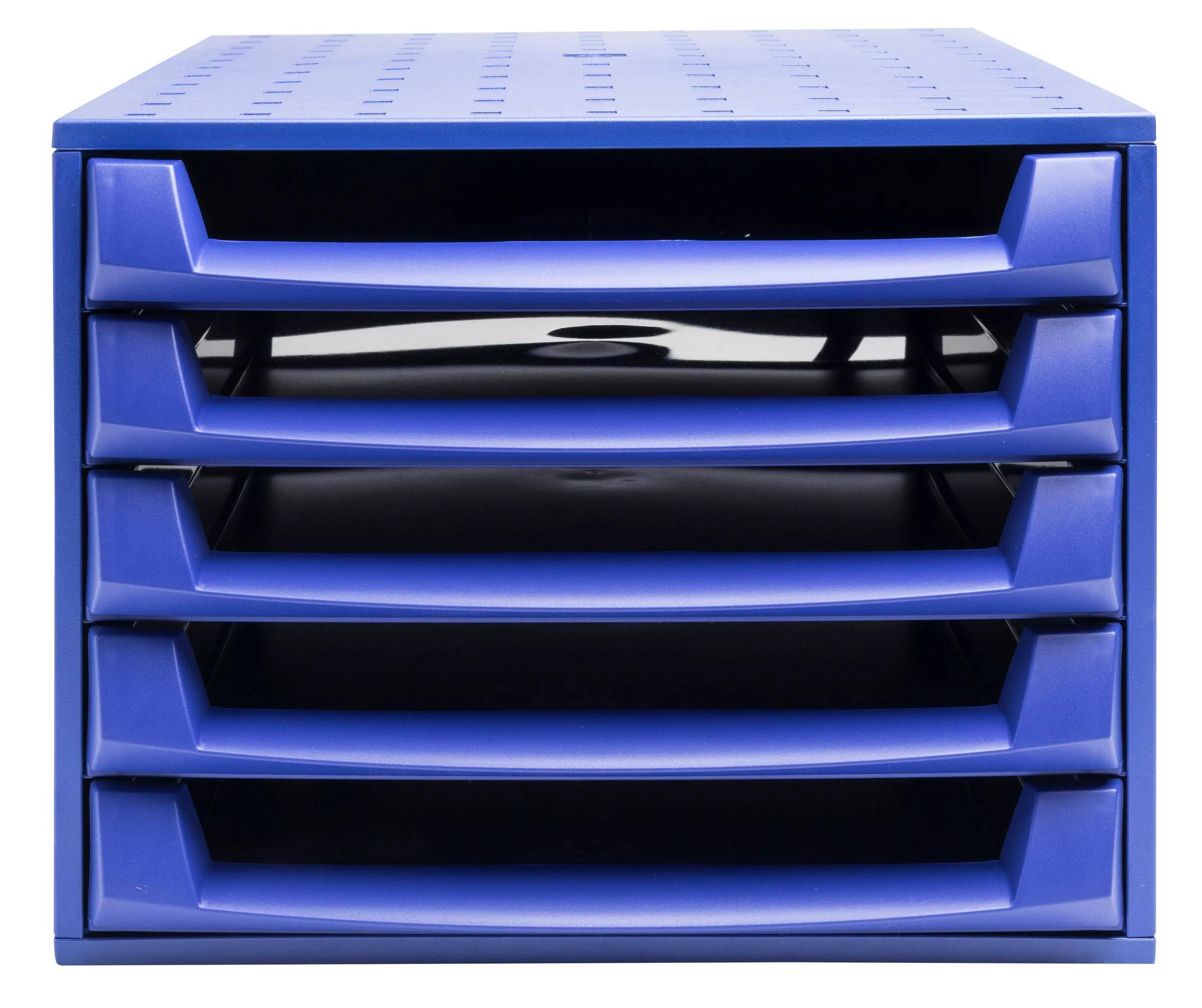 Exacompta Schubladenbox THE BOX, 5 offene Schubladen, - Kobaltblau - 221101D