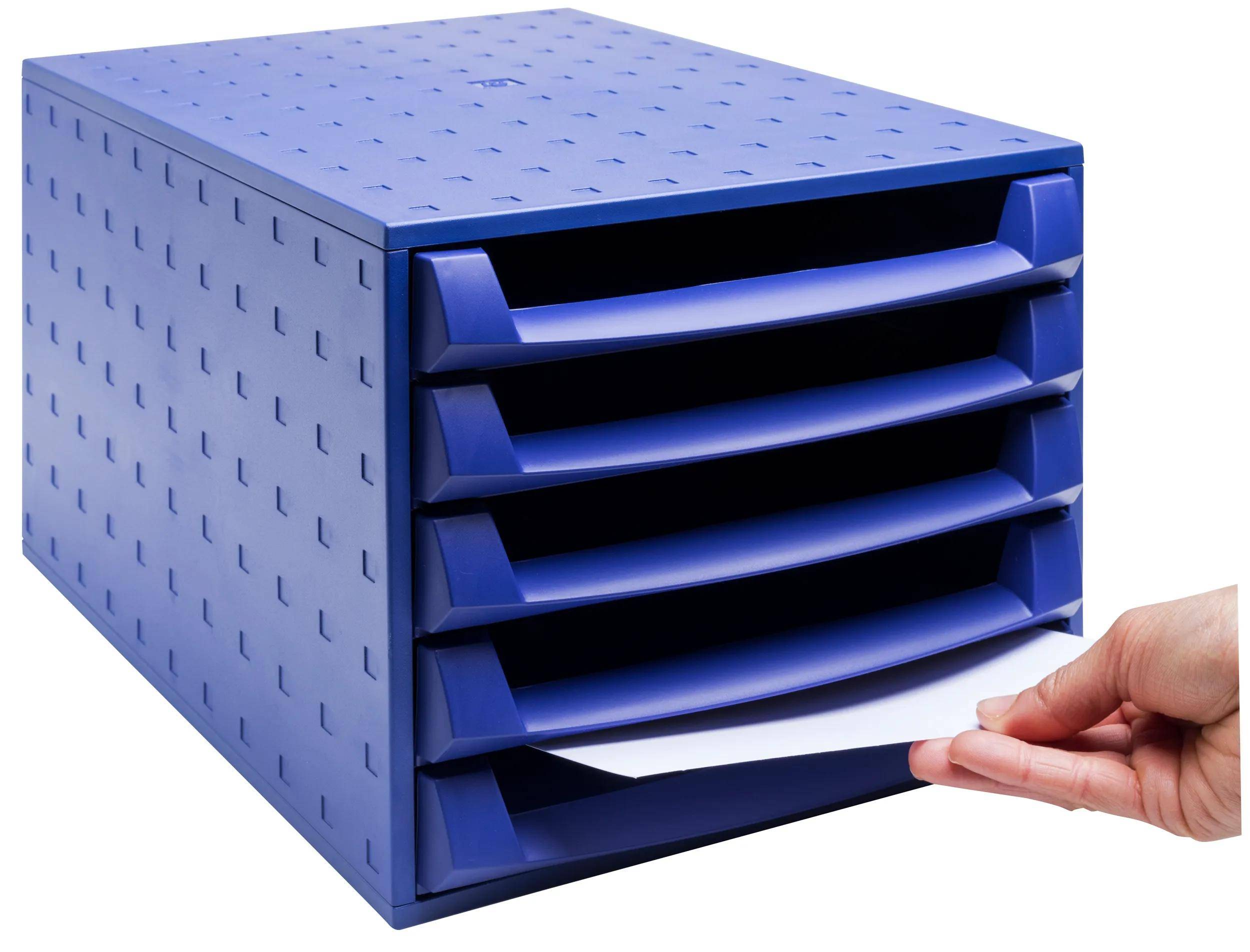 Exacompta Schubladenbox THE BOX, 5 offene Schubladen, - Kobaltblau - 221101D