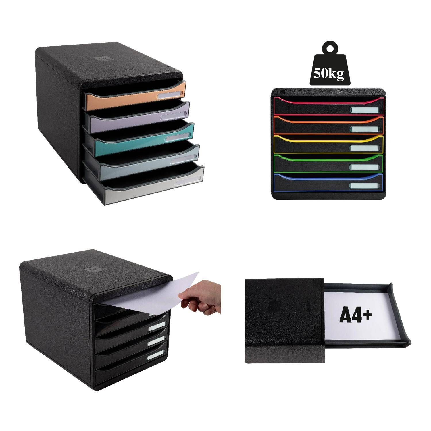 Exacompta Schubladenbox Big Box Plus 5 offene Schubladen Türkis glossy 3097282D