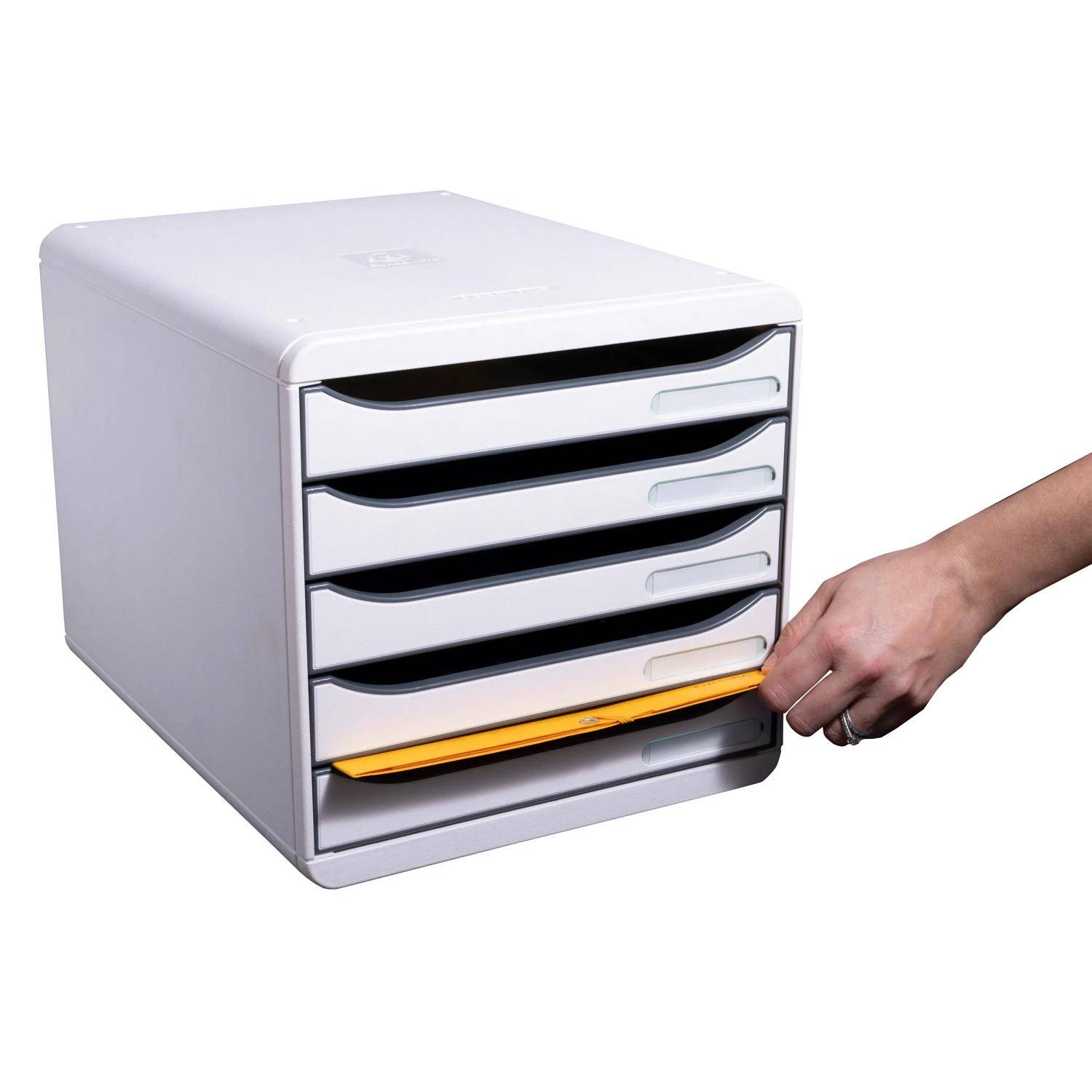 Exacompta Schubladenbox Big Box Plus 5 offene Schubladen Lichtgrau 309740D