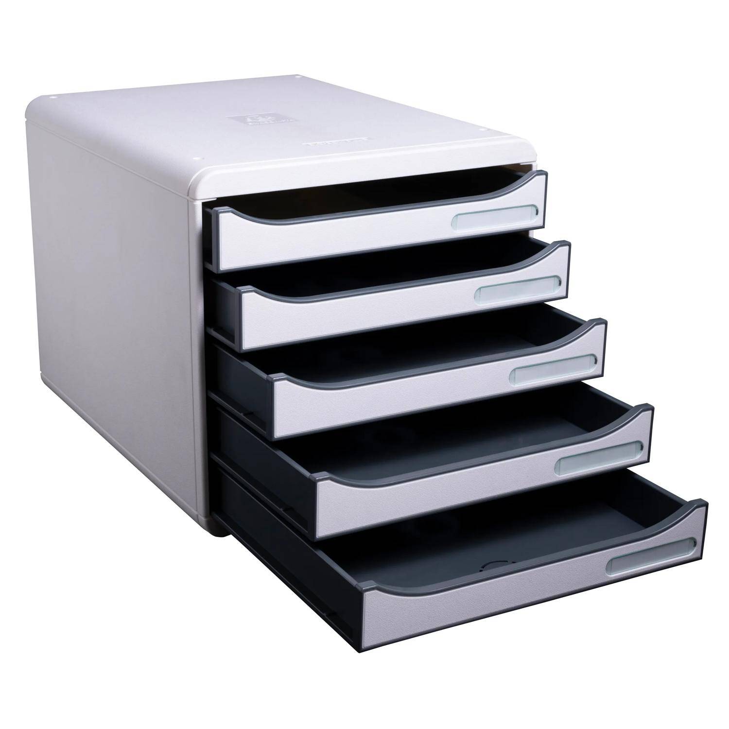 Exacompta Schubladenbox Big Box Plus 5 offene Schubladen Lichtgrau 309740D