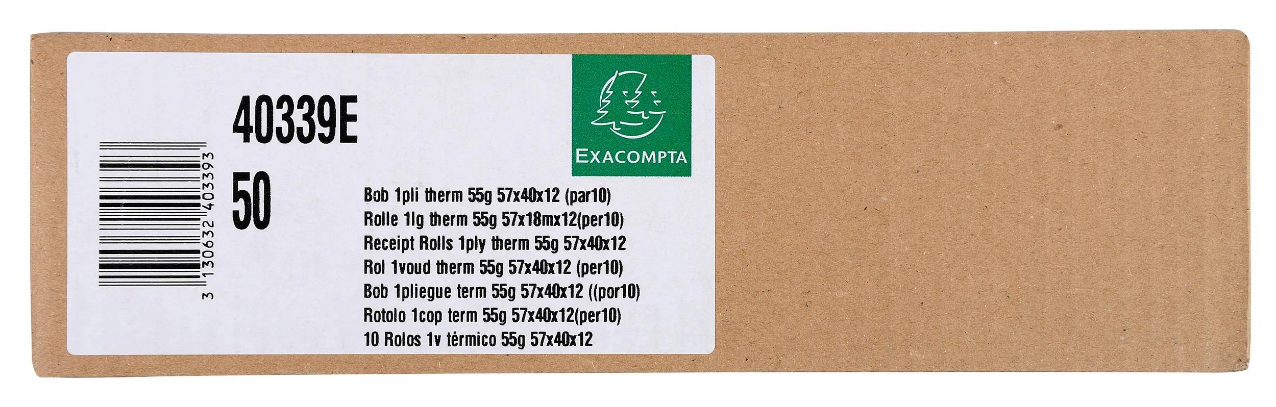 Exacompta 50x Thermorolle 1-lagig Lastschrift 55g/m2 57x40mx12 - Weiß - 40339E