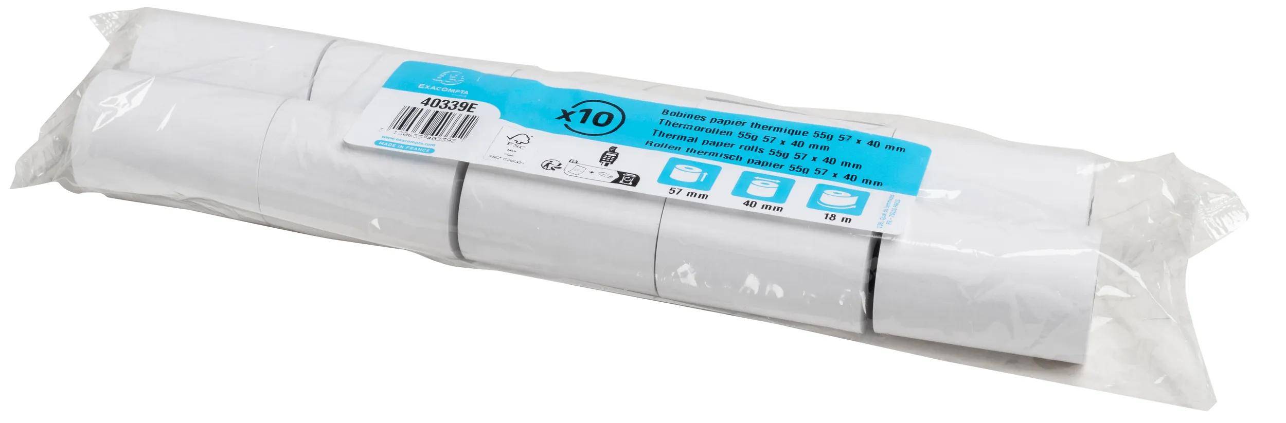 Exacompta 50x Thermorolle 1-lagig Lastschrift 55g/m2 57x40mx12 - Weiß - 40339E