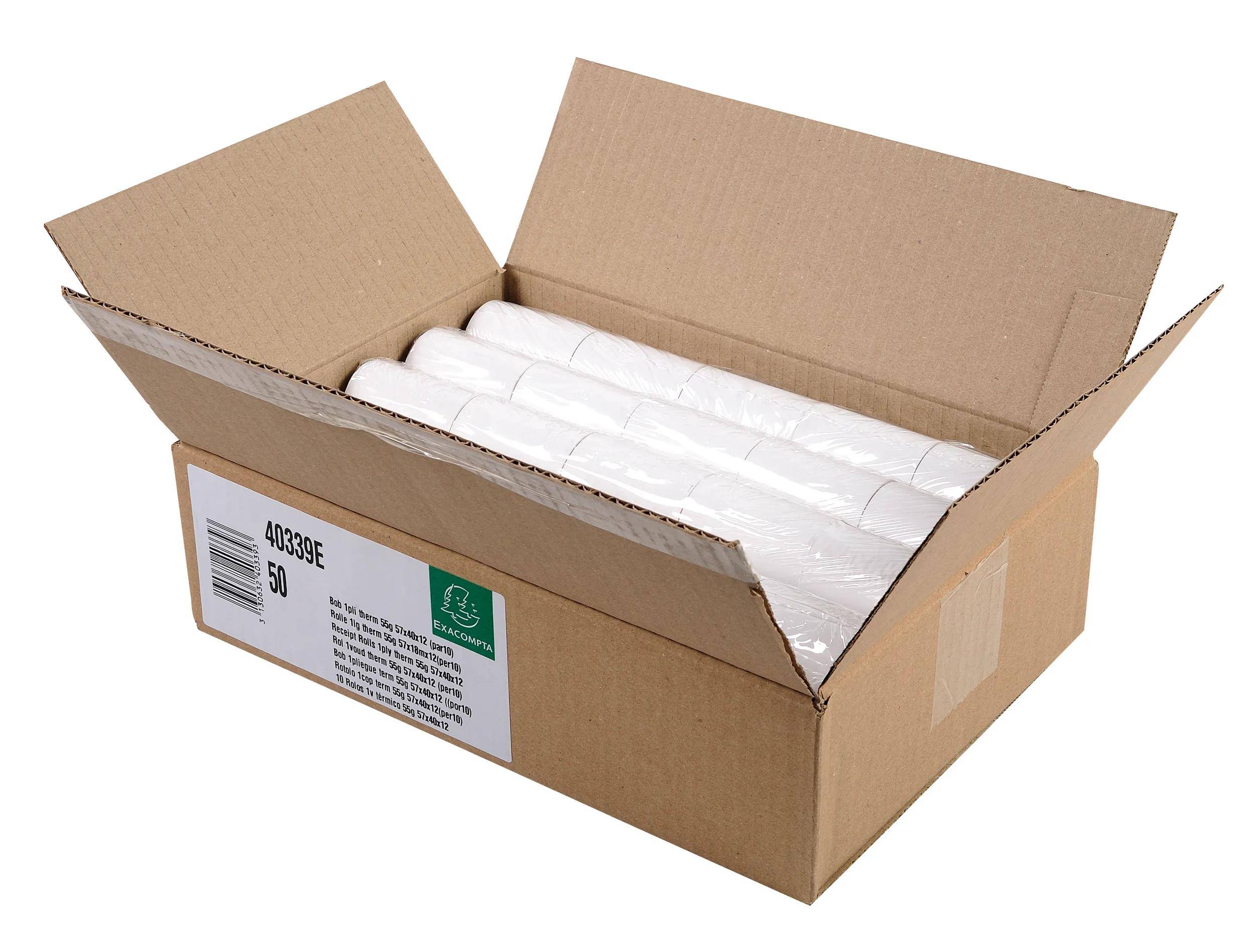 Exacompta 50x Thermorolle 1-lagig Lastschrift 55g/m2 57x40mx12 - Weiß - 40339E