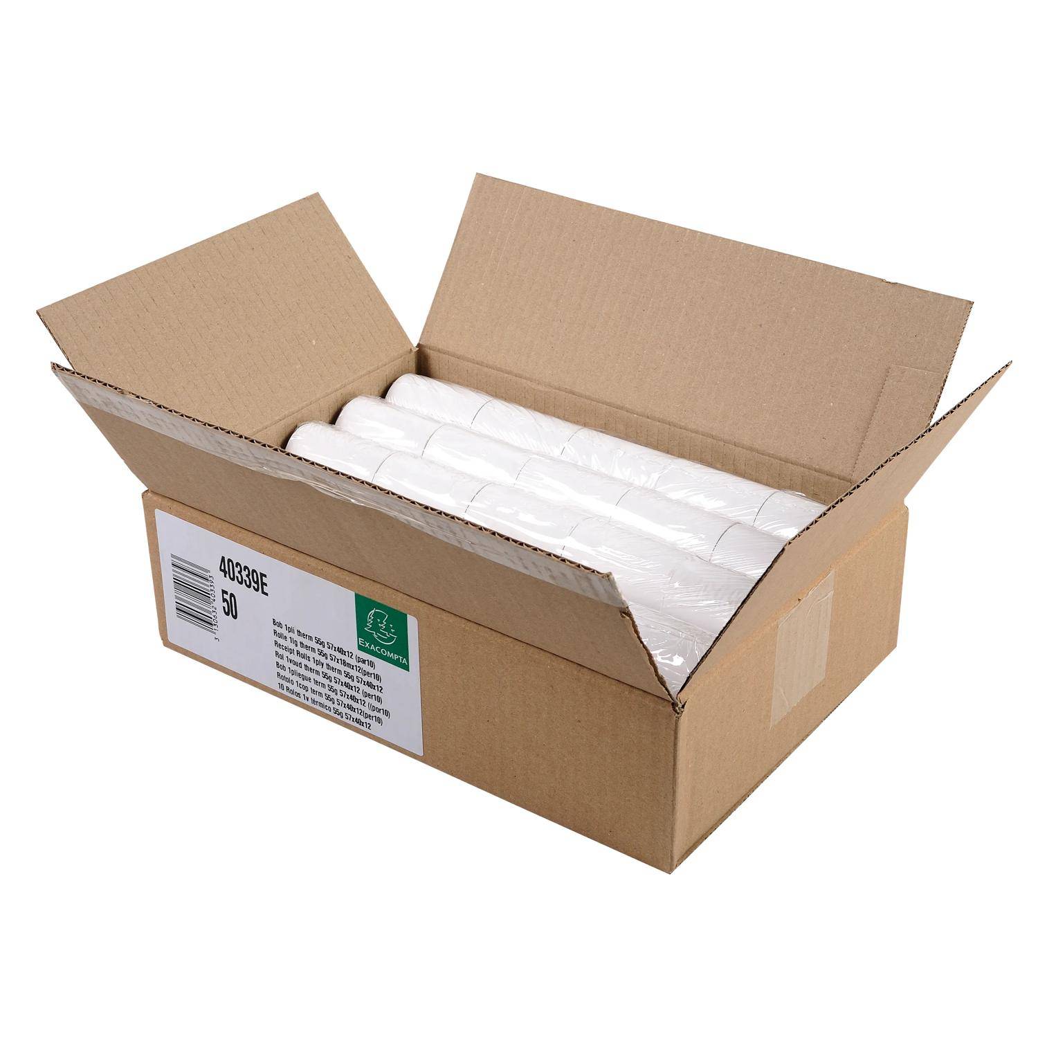 Exacompta 50x Thermorolle 1-lagig Lastschrift 55g/m2 57x40mx12 - Weiß - 40339E