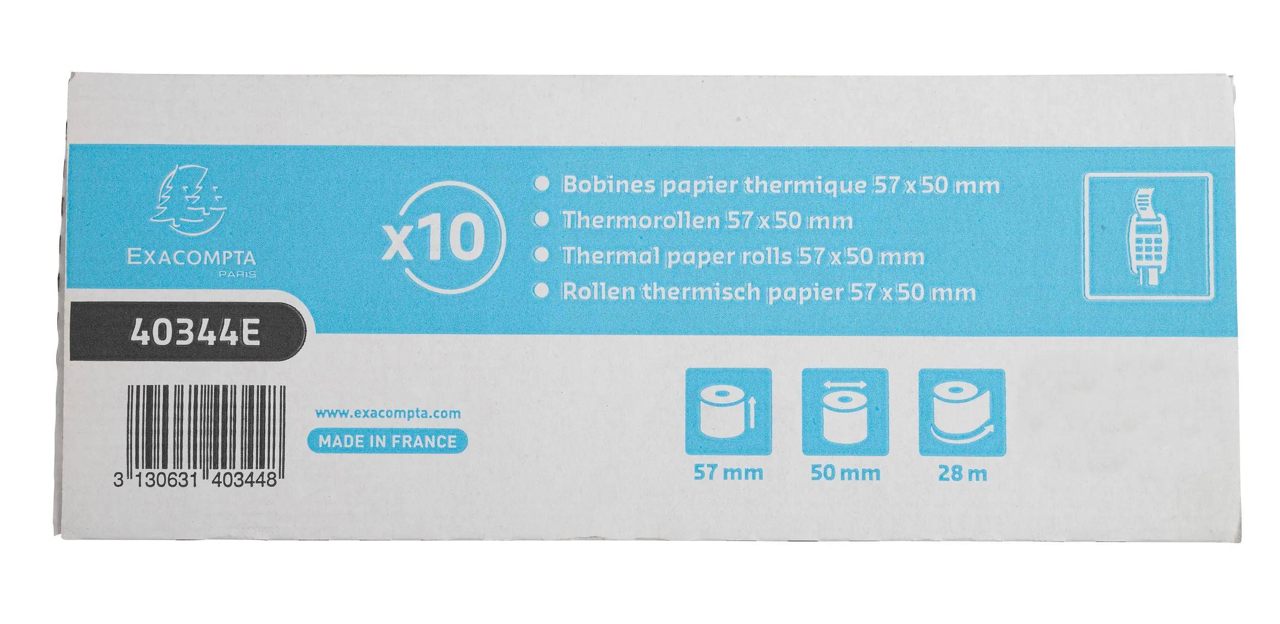 Exacompta 60x Thermorolle 1-lagig 55g/m2 57x28mx12 - Weiß - 40344E