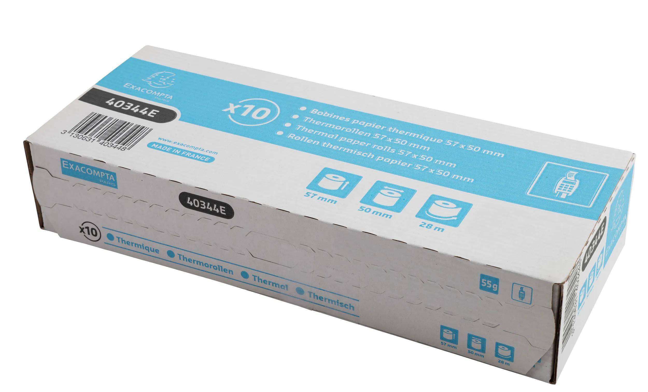 Exacompta 60x Thermorolle 1-lagig 55g/m2 57x28mx12 - Weiß - 40344E
