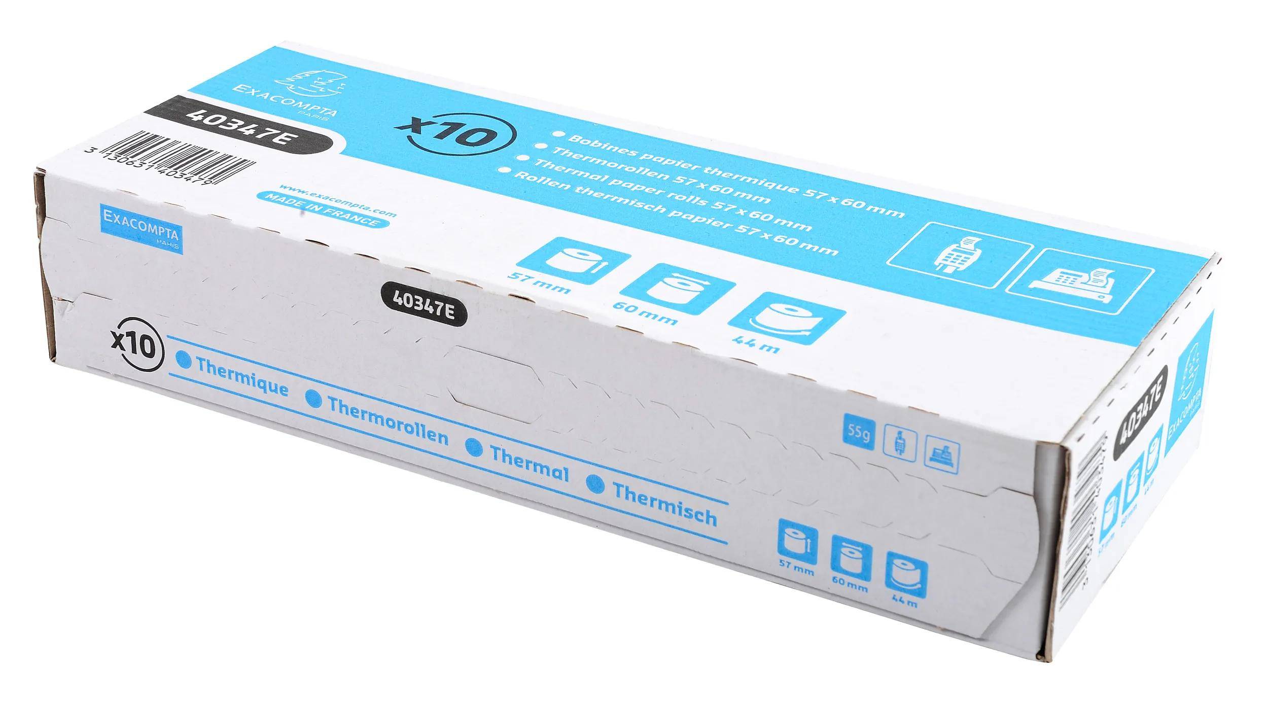 Exacompta 60x Thermorolle 1-lagig 55g/m2 57x44mx12 - Weiß - 40347E