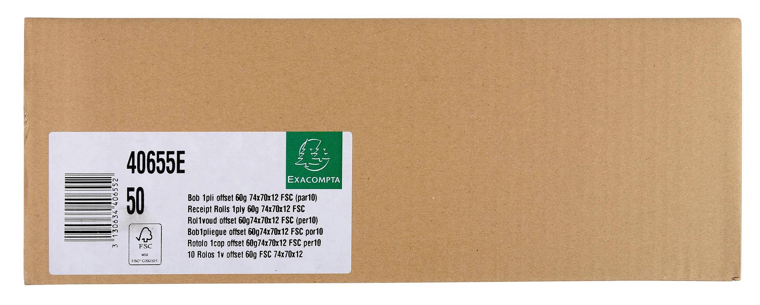 Exacompta 50x Additionsrolle 1-lagig Offset 60g/m2 74x70x12 - Weiß - 40655E