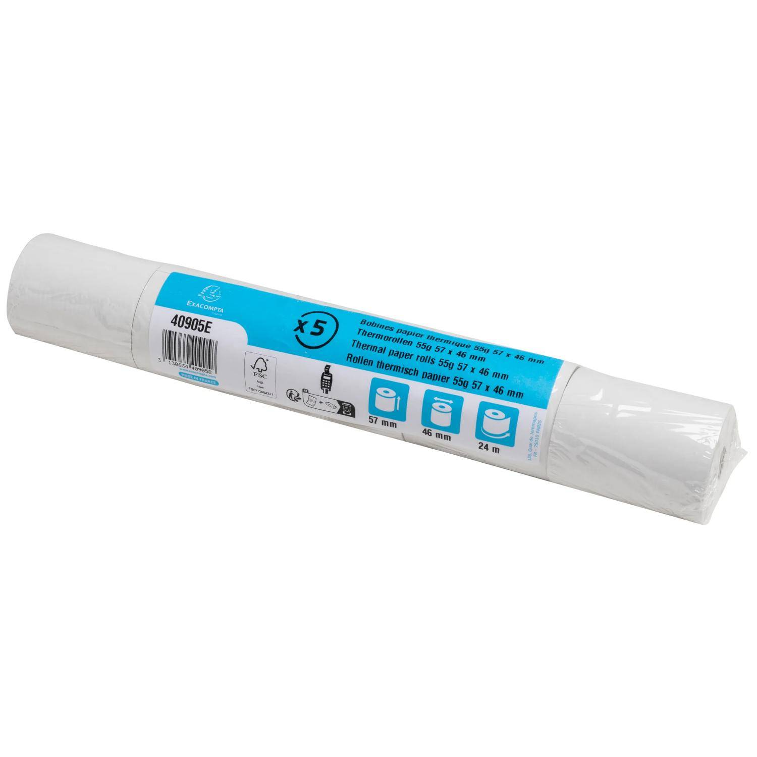 Exacompta 50x Thermorolle für EC 57x46mm 24m 1-lagig 55g/m2 Weiß 40905E