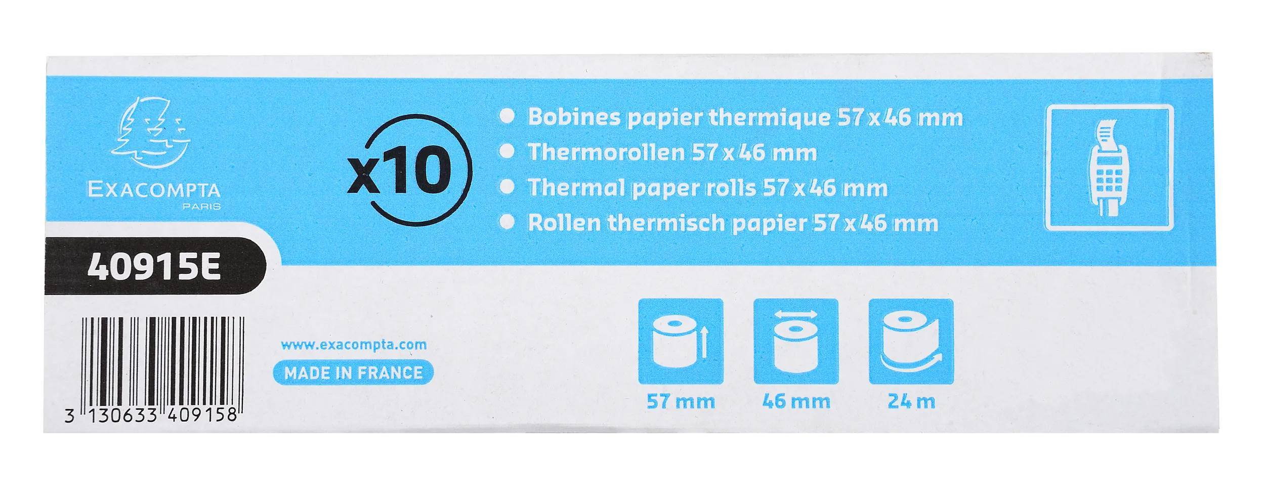 Exacompta 30x Thermorolle 1-lagig 55g/m2 57x24mx12 - Weiß - 40915E
