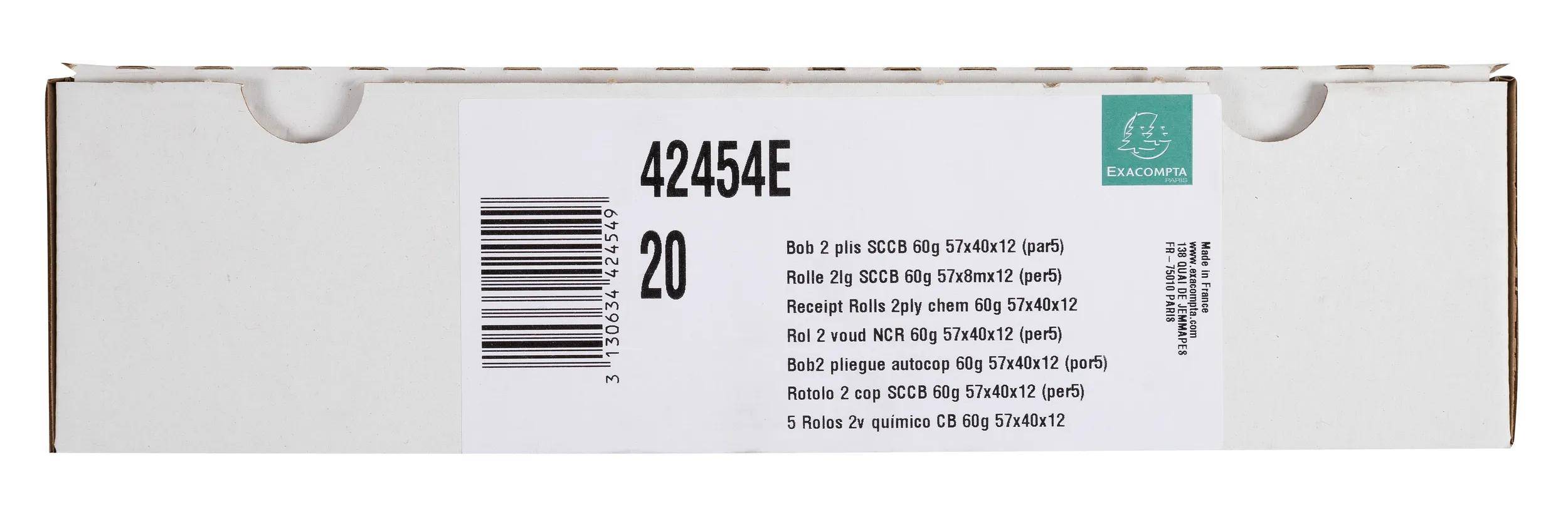 Exacompta 20x Rolle 2-lagig Kartenzahlung 60g B:57mm Kern 12mm L:10m Weiß 42454E