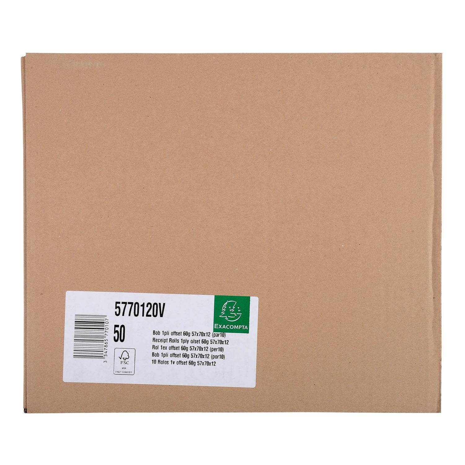 Exacompta 50x Rolle 1-lagig Offset 60g/m 57x40mx12 (10) - Weiß - 5770120V