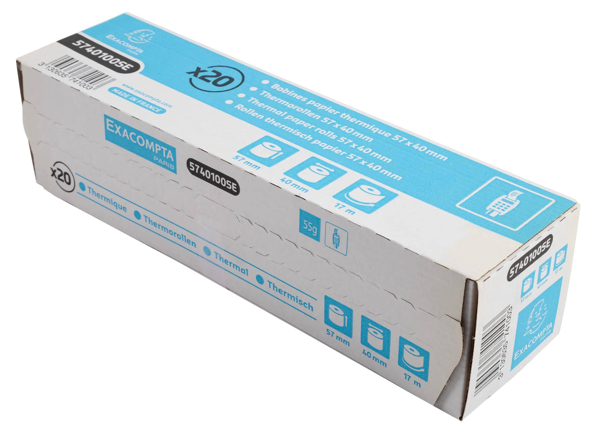 Exacompta 120x Thermorolle 1-lagig 55g/m2 57x17mx12 - Weiß - 5740100SE