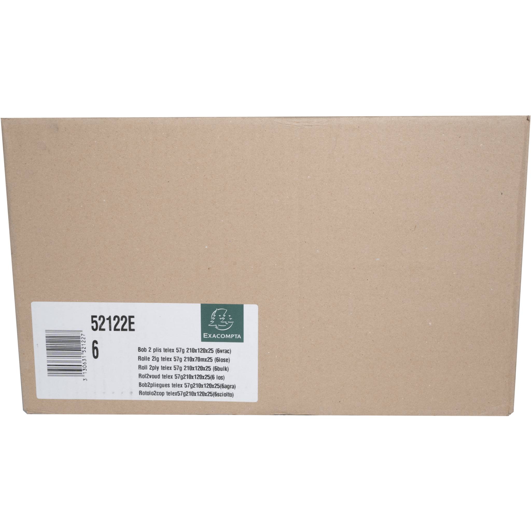 Exacompta 6x Rolle 2-lagig Telex 57g B:210mm Kern 25mm L:70m Weiß 52122E