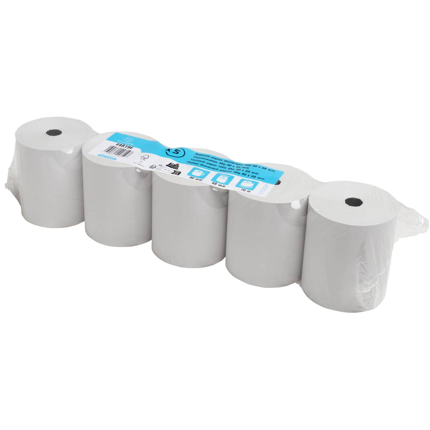 Exacompta 50x 1-lagige thermische Kassenrolle 80x68mm, 70m, 48g/m2, Weiß, 44819E