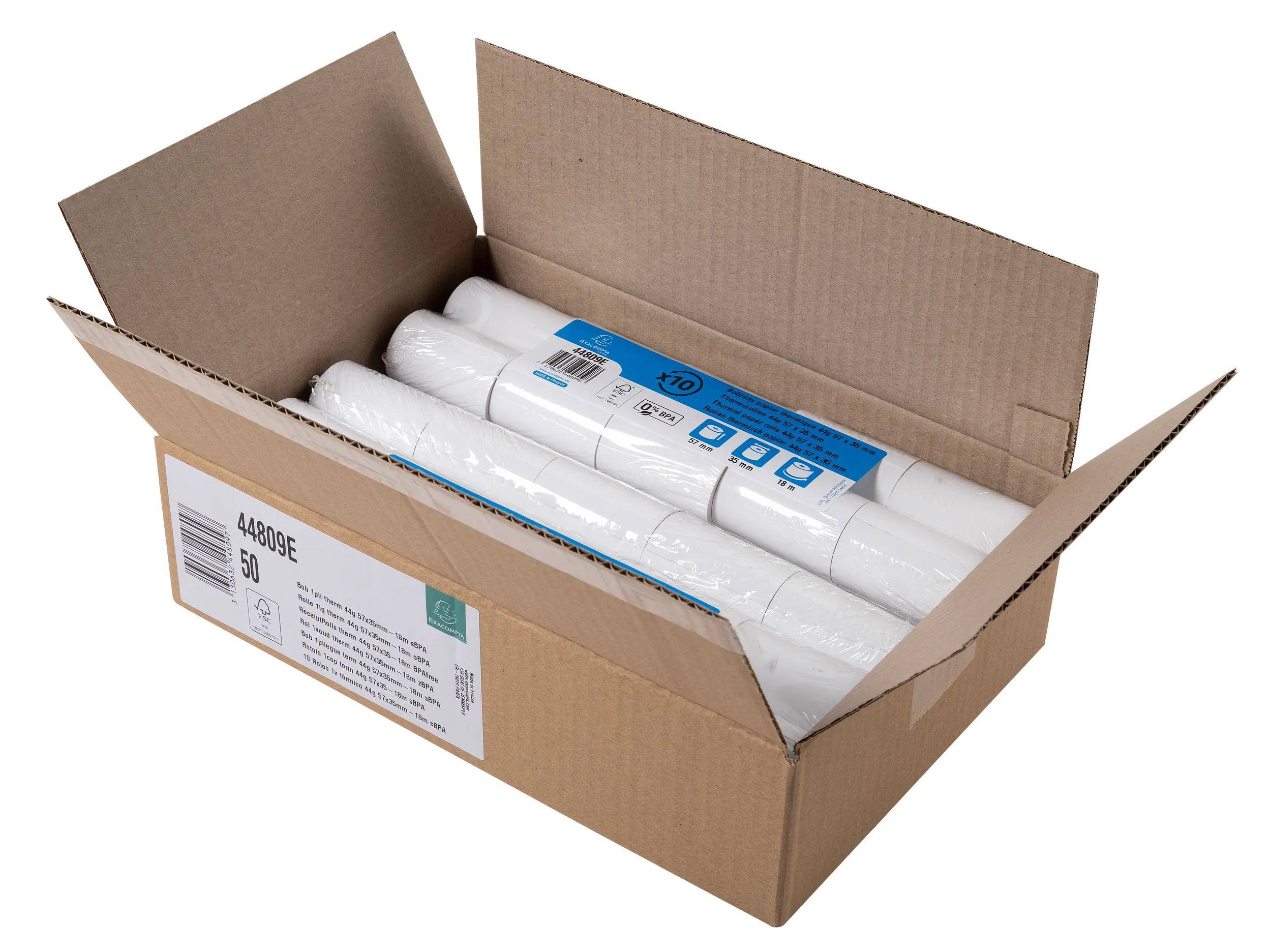 Exacompta 50x 1-lagige Thermorolle Kartenzahlung 57x37mm 18m 48g/m2 Weiß 44809E