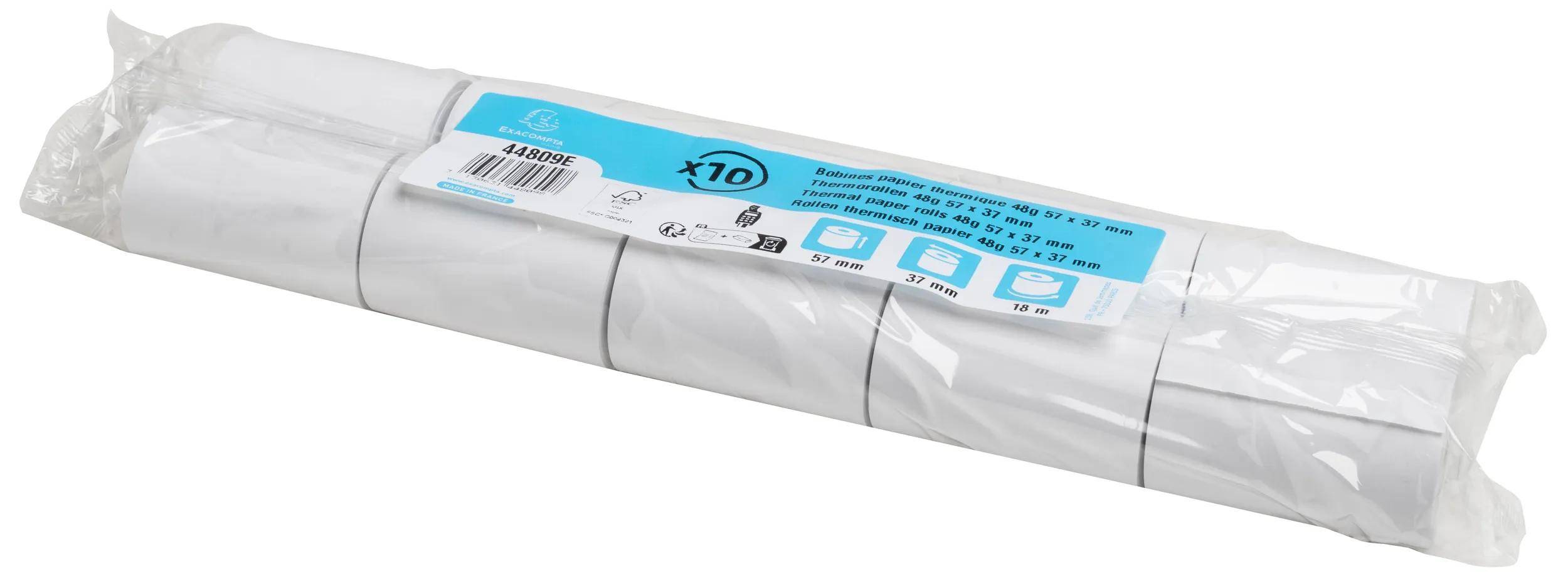 Exacompta 50x 1-lagige Thermorolle Kartenzahlung 57x37mm 18m 48g/m2 Weiß 44809E