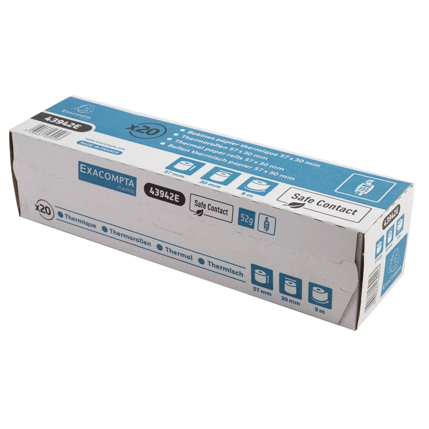 Exacompta 120x Thermorolle Kartenzahlung 57x30mm 9m 1-lagig 52g/m2 Weiß 43942E