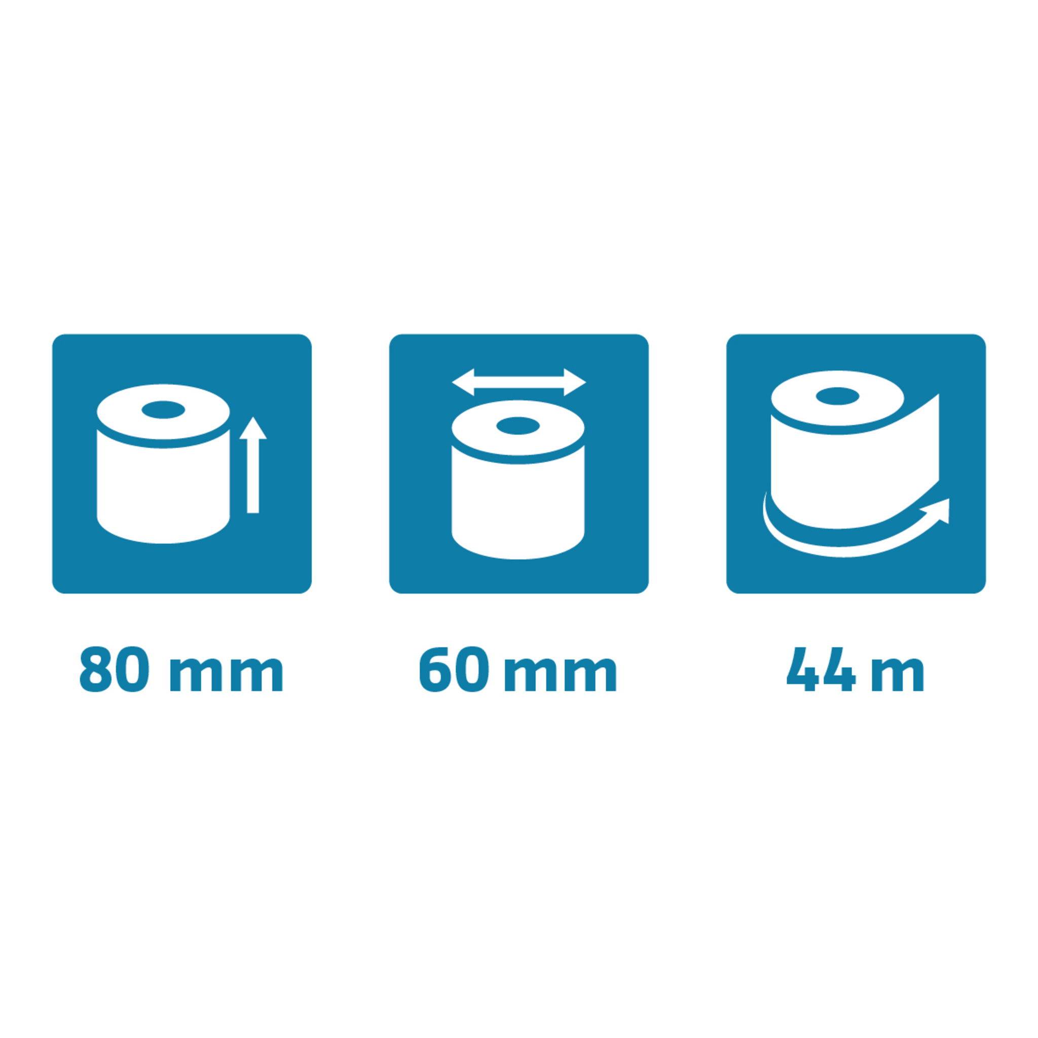 Exacompta 30x Thermorolle für Waagen 80x60mm 44m 1-lagig 52g/m2 Weiß 43924E