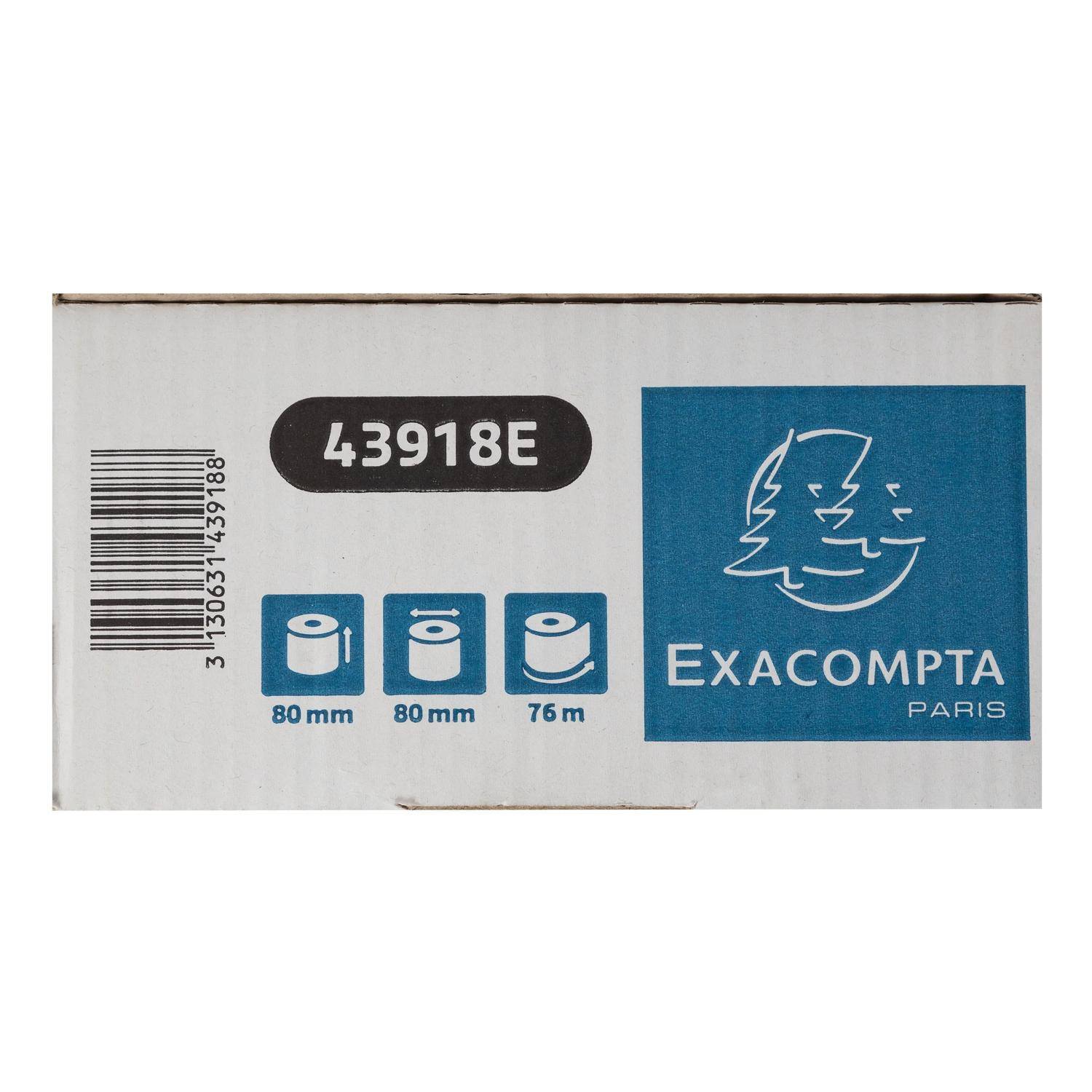 Exacompta 30x thermische Kassenrolle 80x80mm 76m 1-lagig 52g/m2 Weiß 43918E