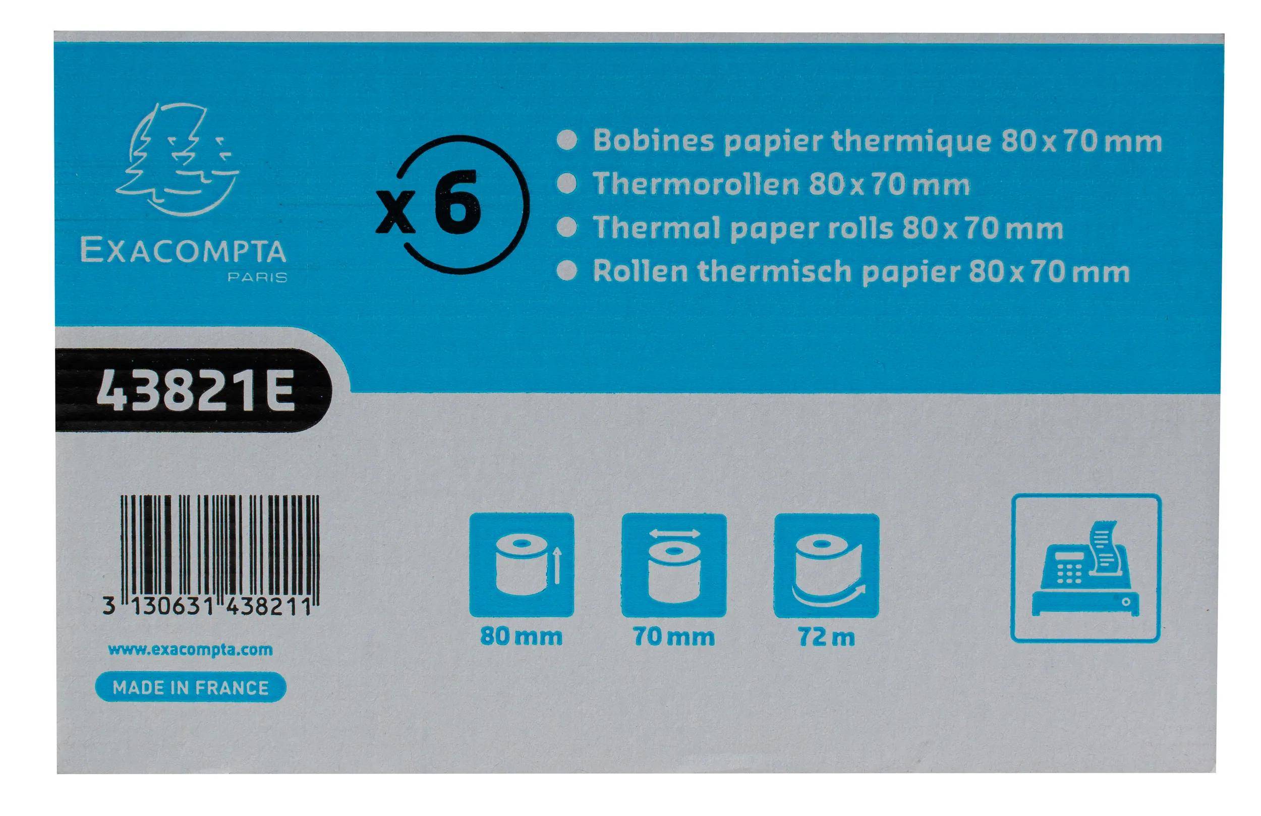 Exacompta 48x 1-lagige thermische Kassenrolle 48g 80x70 mm L: 72 mm Weiß 43821E