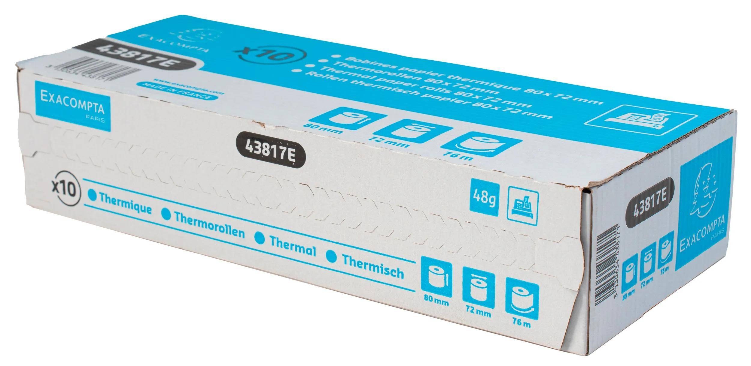 Exacompta 30x 1-lagige thermische Kassenrolle 48g 80x72mm 76m Weiß 43817E