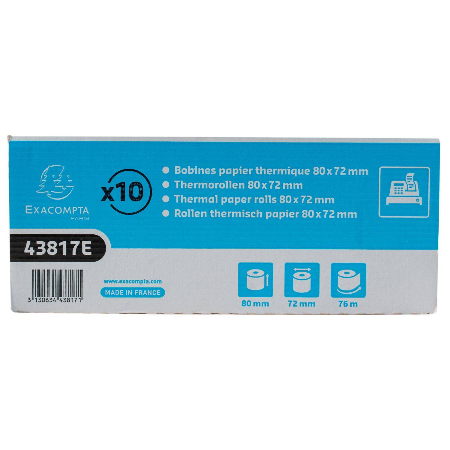 Exacompta 30x 1-lagige thermische Kassenrolle 48g 80x72mm 76m Weiß 43817E