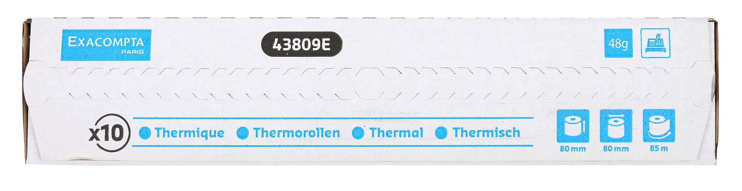 Exacompta 30x Rolle 1-lagig thermisch Kasse 48g B: 80mm L: 90m Weiß 43809E