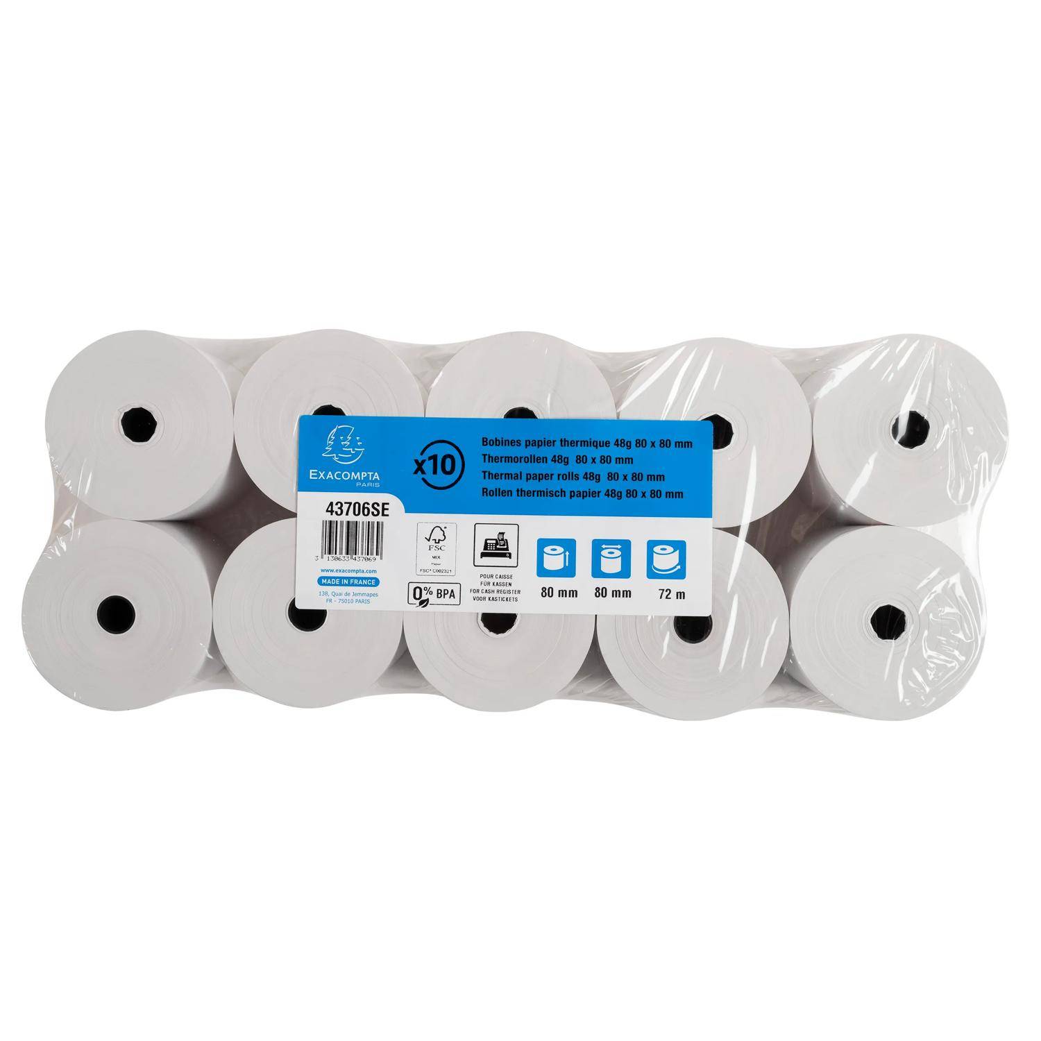 Exacompta 30x Thermorolle Kasse 1-lagig 55g 80x80mmm BPA-frei Weiß 43706SE