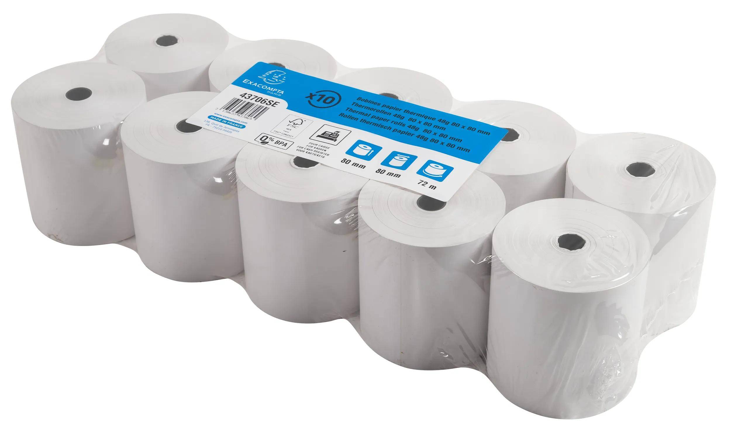 Exacompta 30x Thermorolle Kasse 1-lagig 55g 80x80mmm BPA-frei Weiß 43706SE