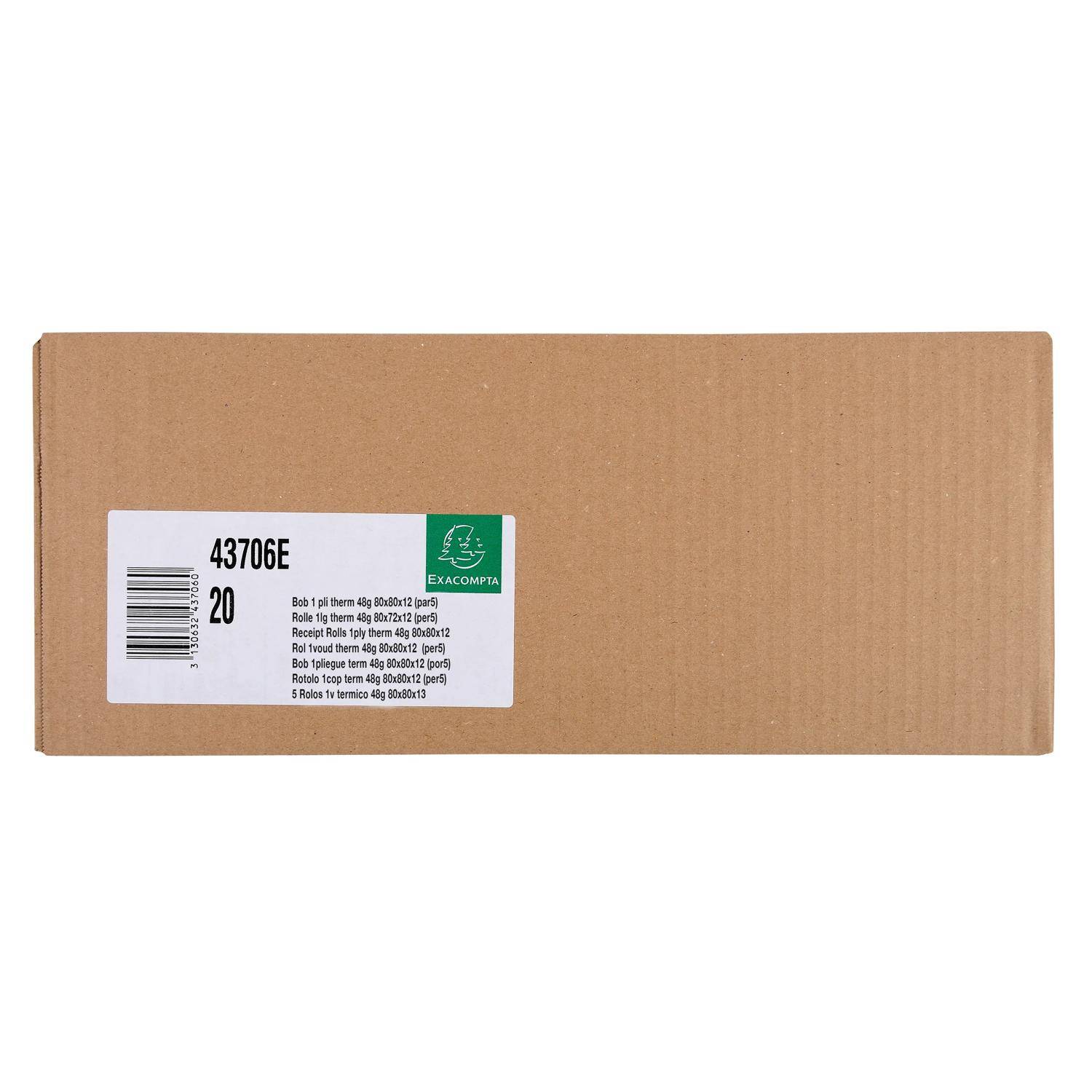 Exacompta 20x Rolle 1-lagig thermisch Kasse 55g B: 80mm L: 172m Weiß 43706E