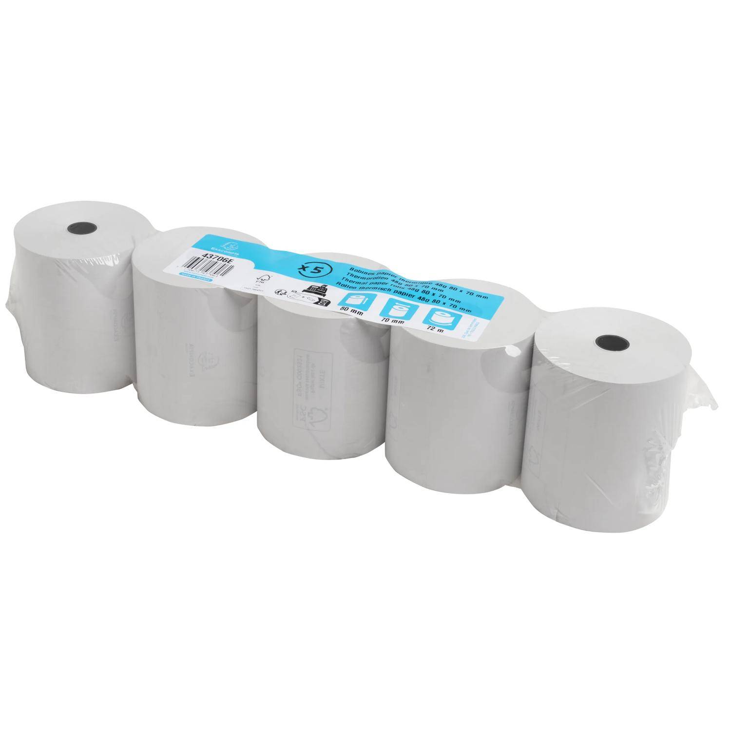 Exacompta 20x Rolle 1-lagig thermisch Kasse 55g B: 80mm L: 172m Weiß 43706E