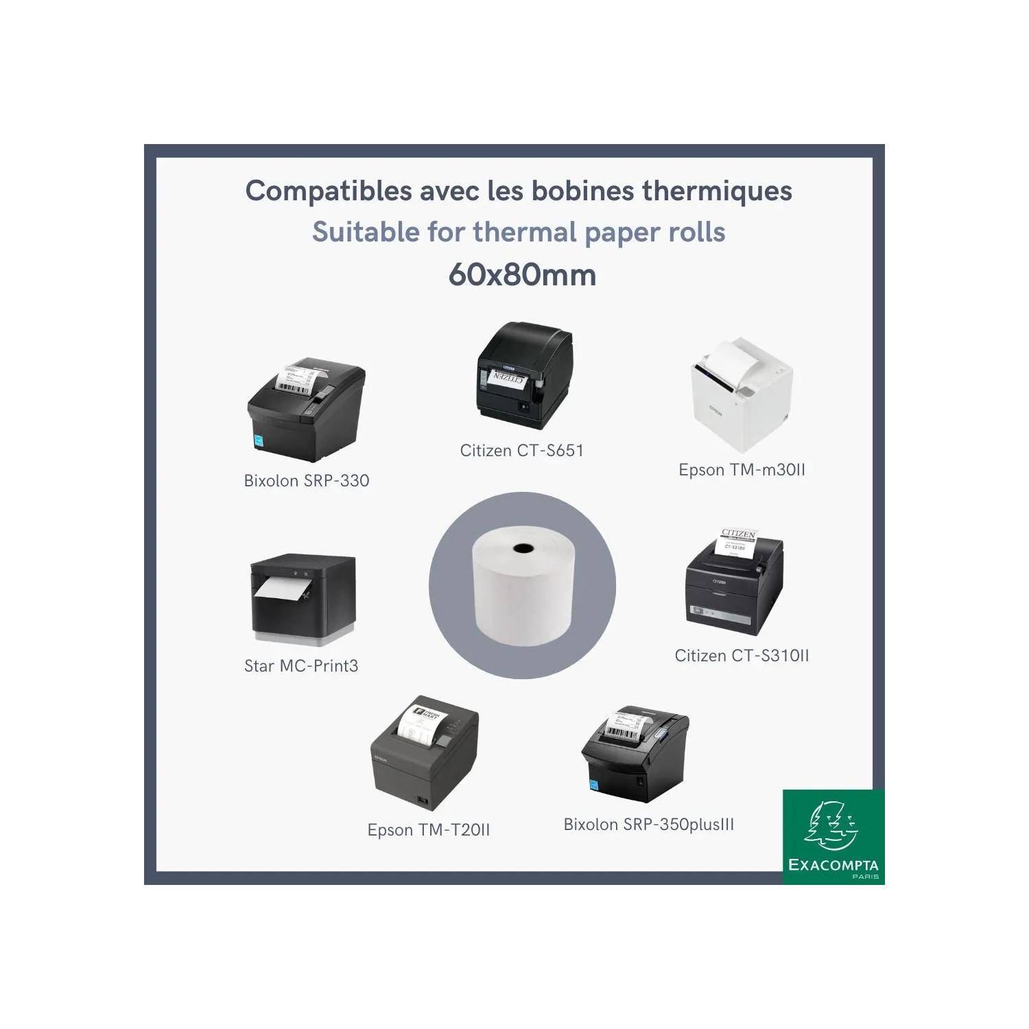 Exacompta 30x Thermorolle 1-lagig 55g/m2 60x76mx12 - Weiß - 40970E