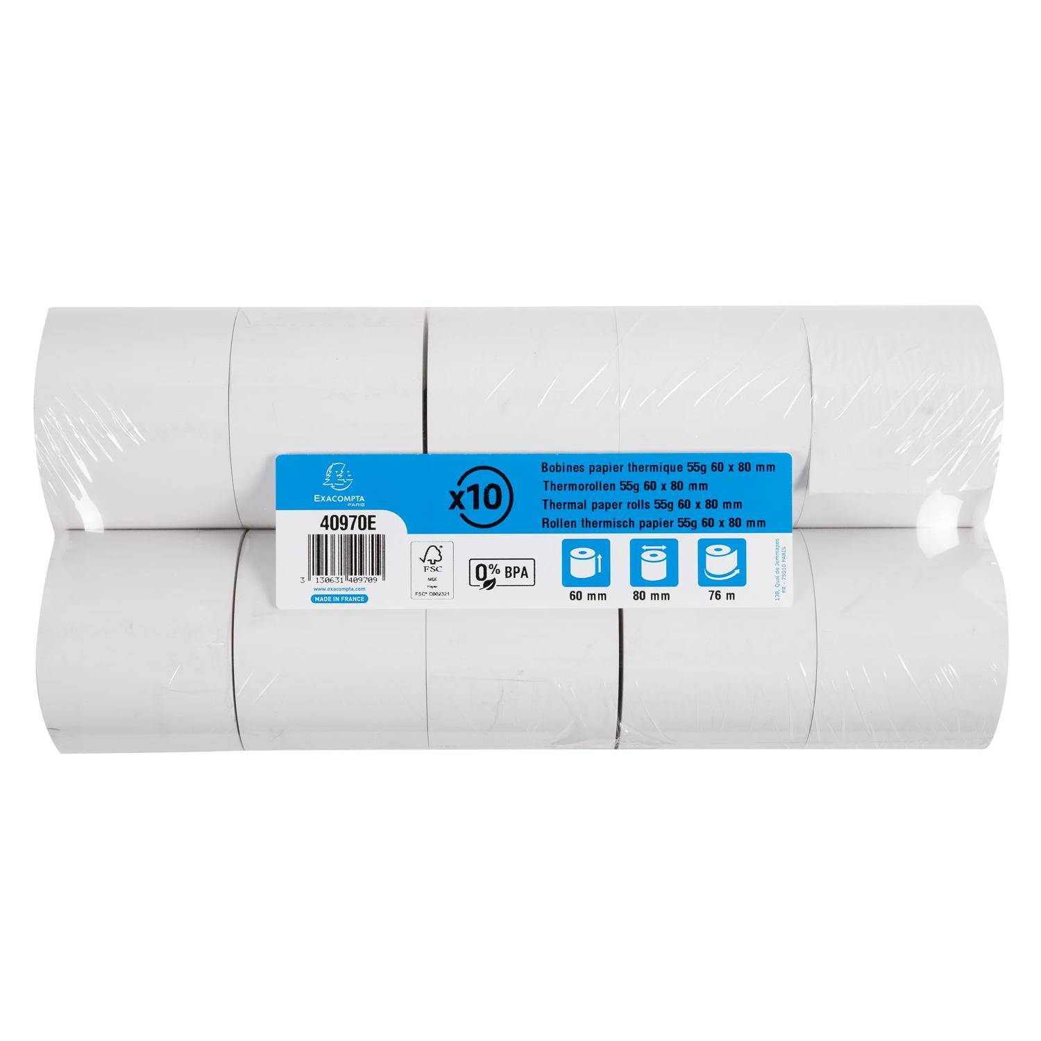 Exacompta 30x Thermorolle 1-lagig 55g/m2 60x76mx12 - Weiß - 40970E