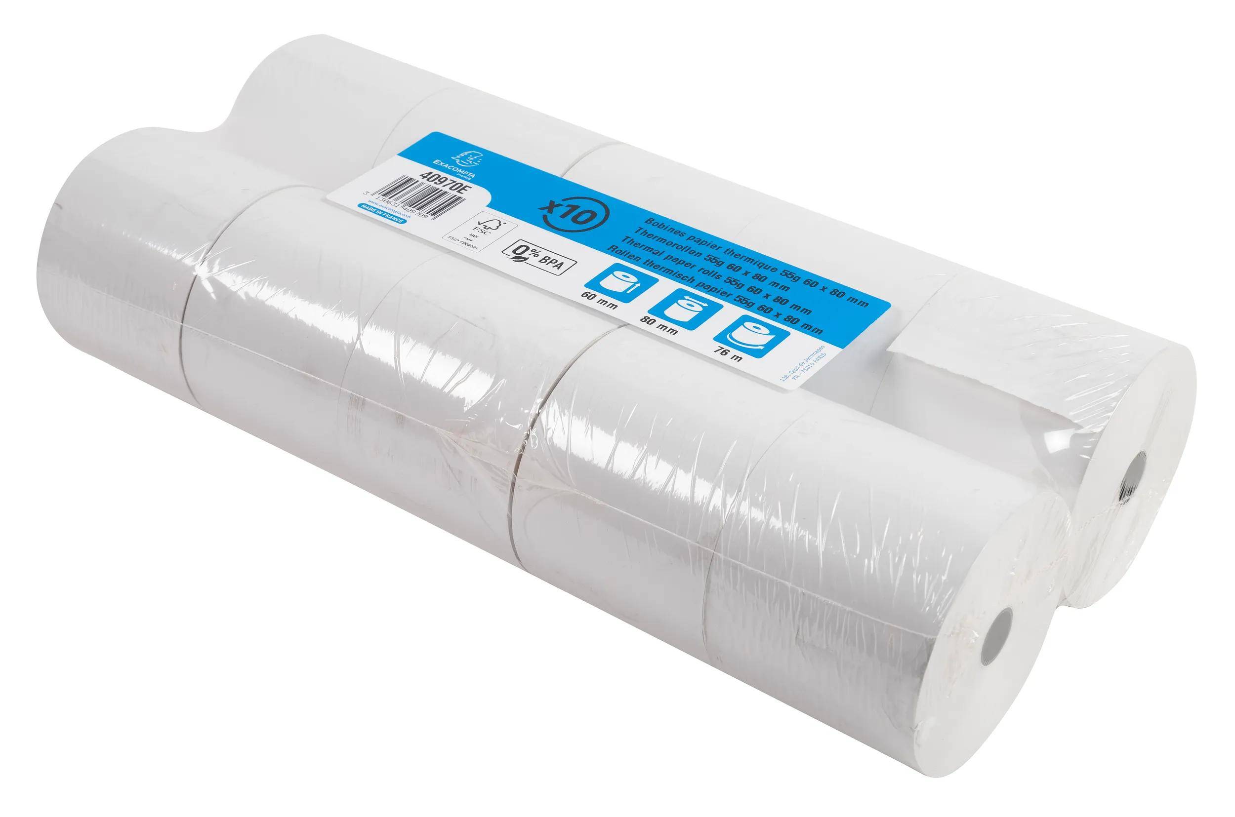 Exacompta 30x Thermorolle 1-lagig 55g/m2 60x76mx12 - Weiß - 40970E