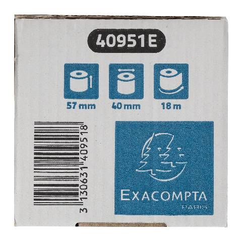 Exacompta 120x Thermorolle für EC 57x40mm -18m 1-lagig 52g/m2 Weiß 40951E