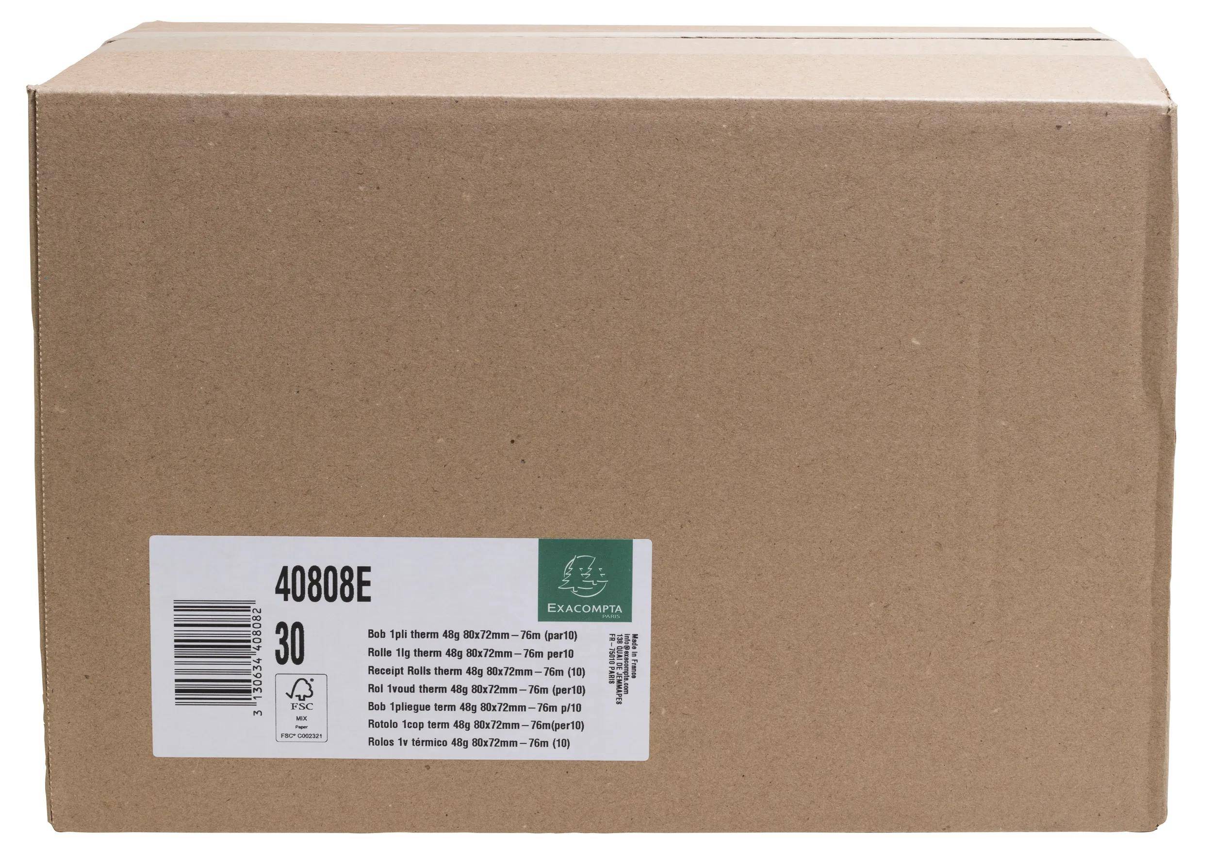 Exacompta 30x Rolle 1-lagig thermisch Kasse 55g B: 80mm L: 76m Weiß 40808E