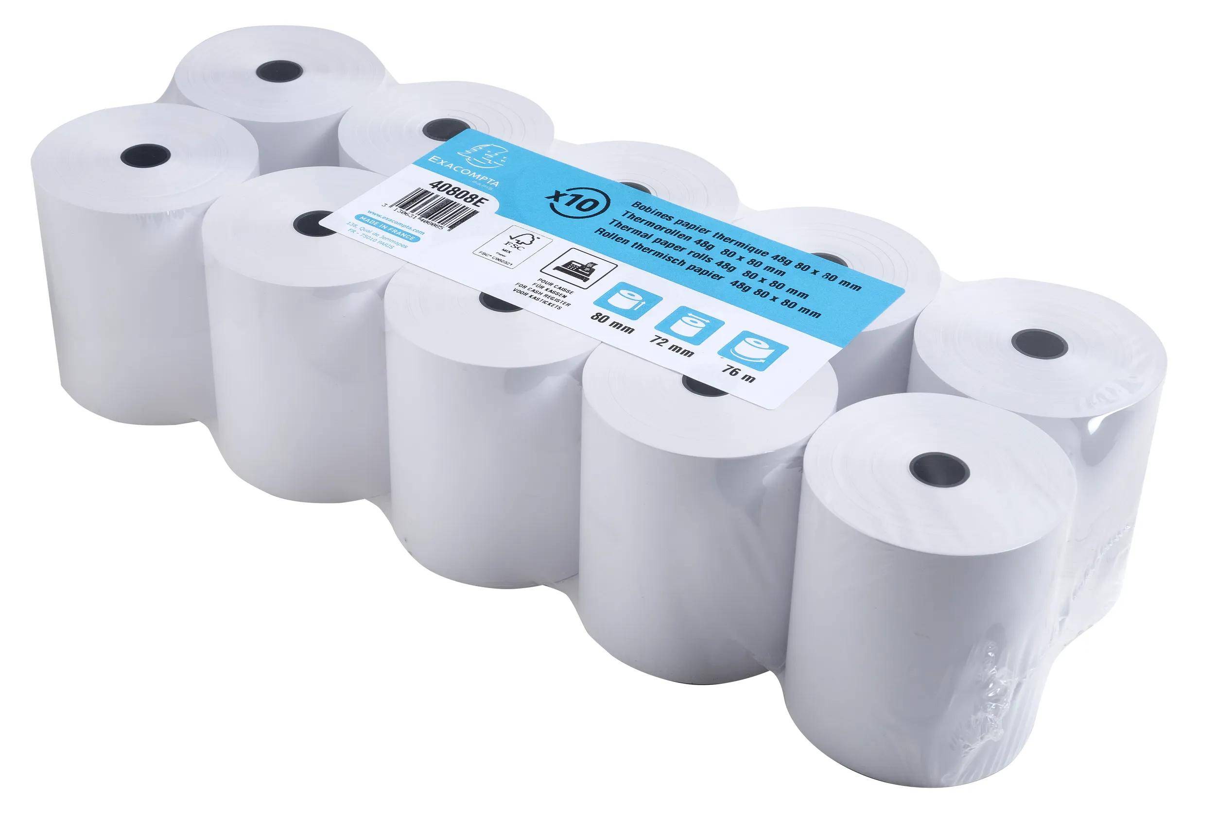 Exacompta 30x Rolle 1-lagig thermisch Kasse 55g B: 80mm L: 76m Weiß 40808E