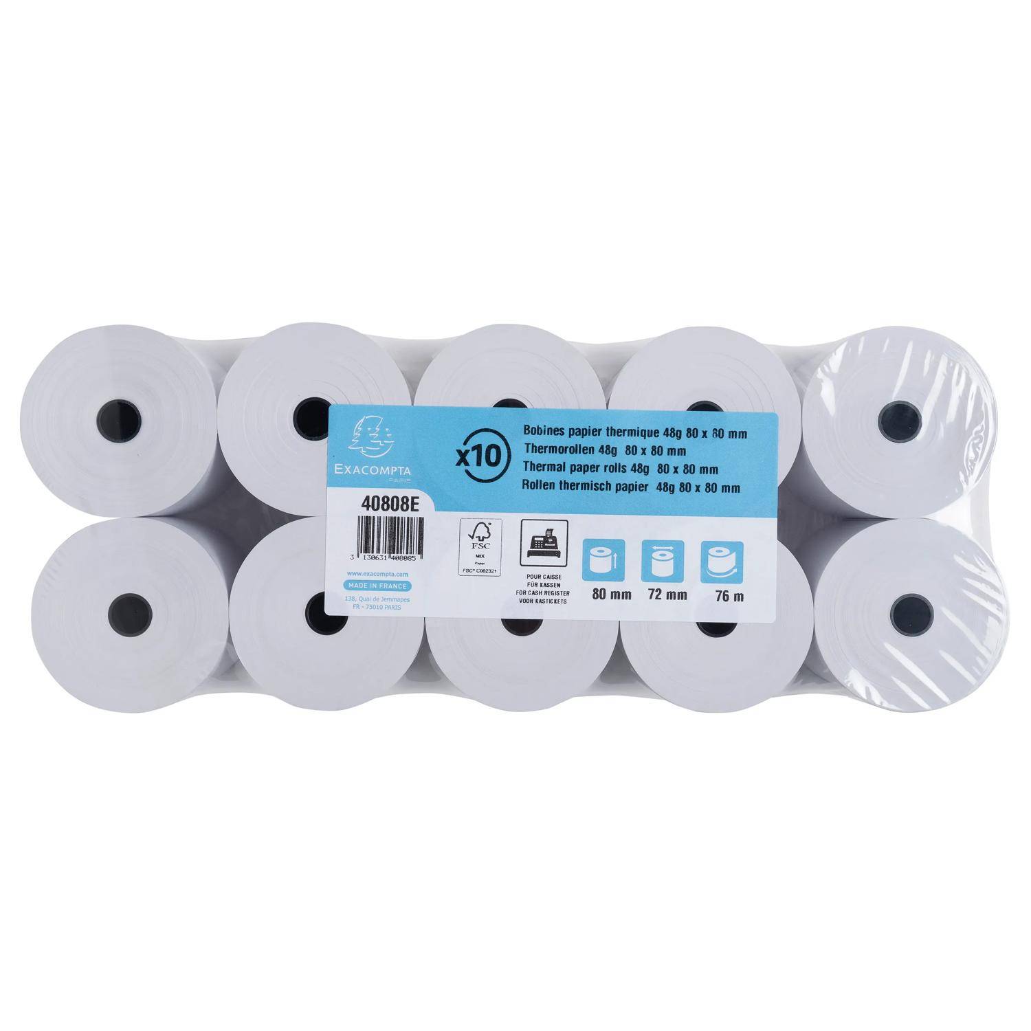 Exacompta 30x Rolle 1-lagig thermisch Kasse 55g B: 80mm L: 76m Weiß 40808E