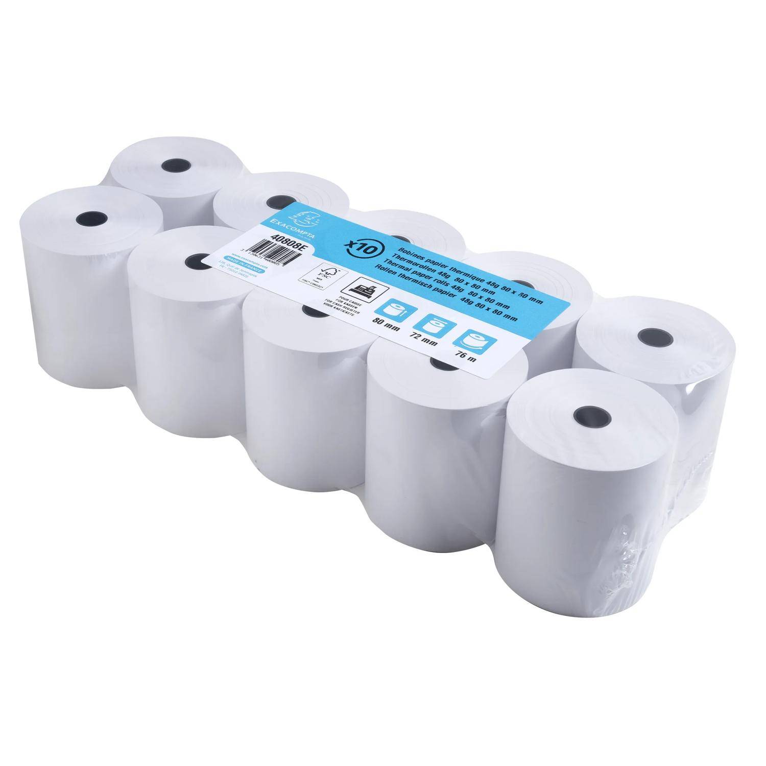 Exacompta 30x Rolle 1-lagig thermisch Kasse 55g B: 80mm L: 76m Weiß 40808E