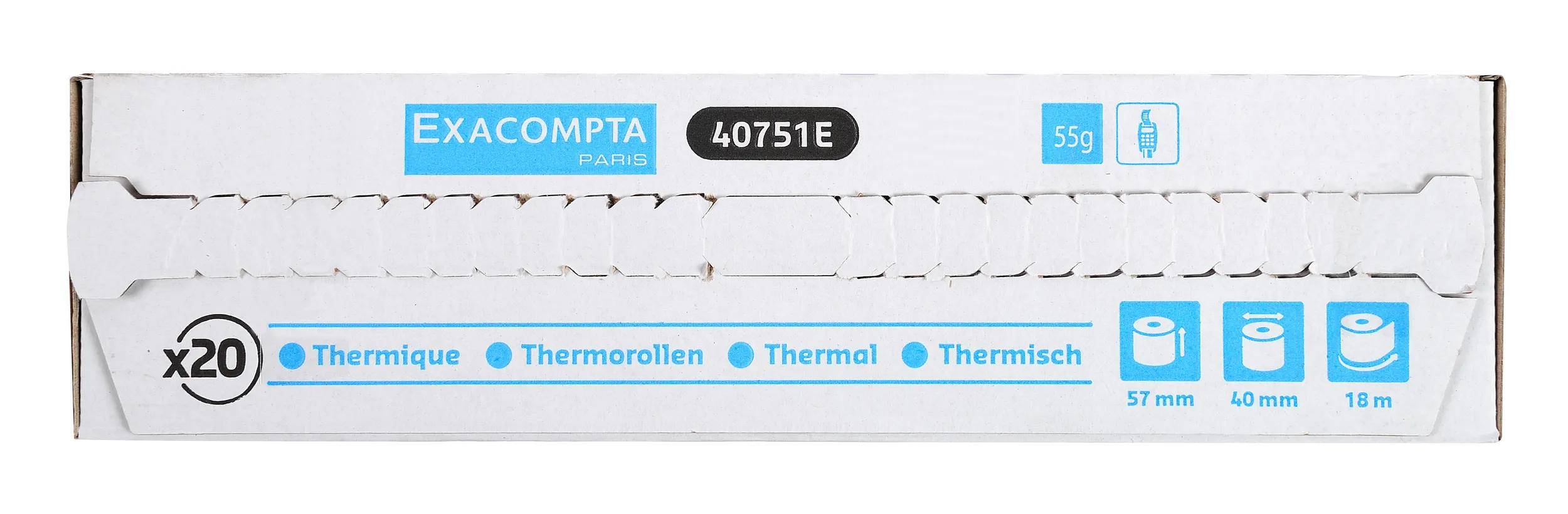 Exacompta 120x Thermorolle 1-lagig 55g/m2 57x18mx12 - Weiß - 40751E