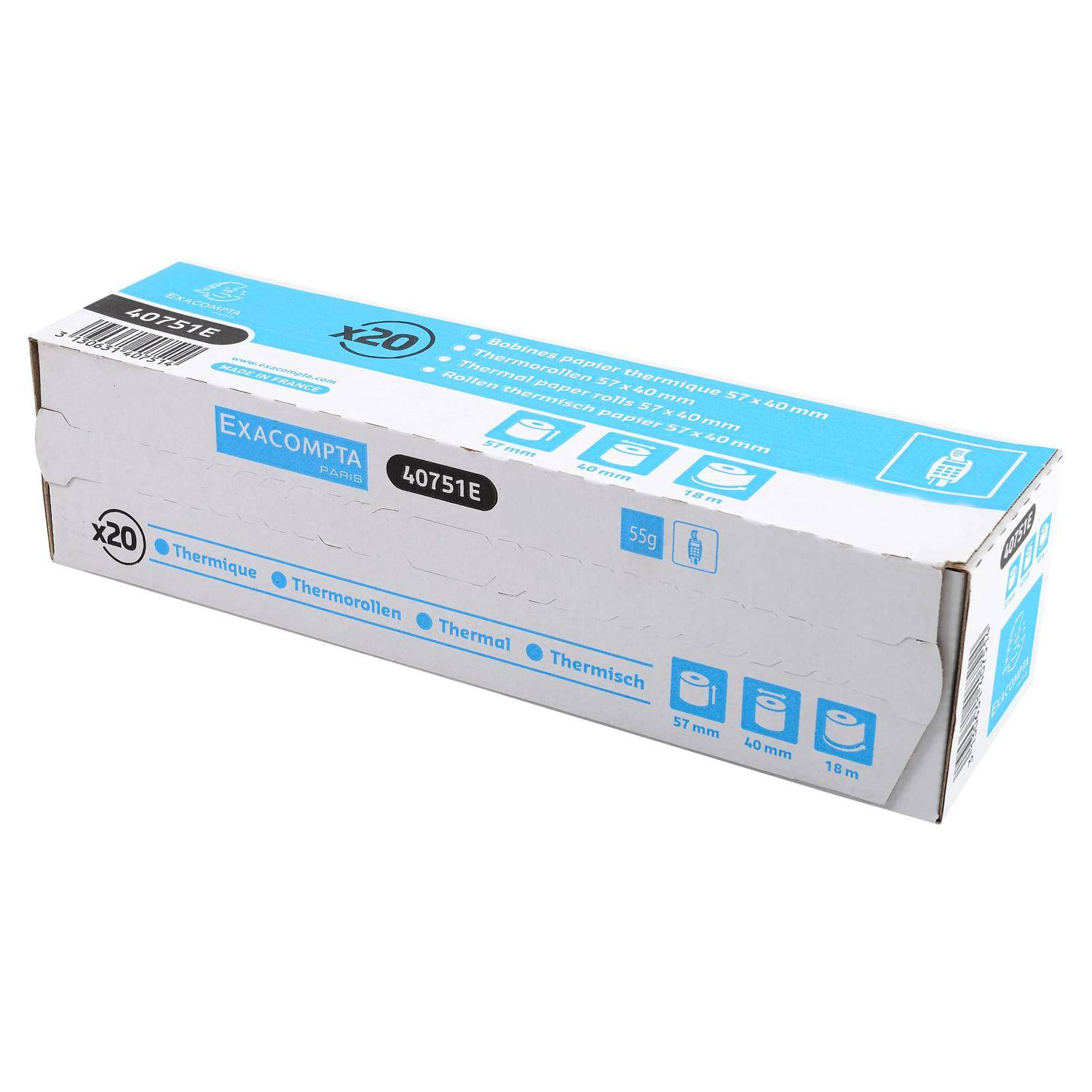 Exacompta 120x Thermorolle 1-lagig 55g/m2 57x18mx12 - Weiß - 40751E